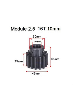เฟืองเกีย โมดูล 2.5 ระยะพิท 7.85 มม. จำนวน 16 ฟันรูเจาะแกนเพลา 10