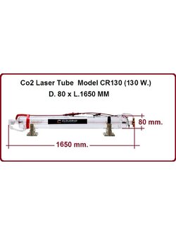 Co2 laser tube CR130 (130 -150 วัตต์) ความโต.80 มม.ความยาวหลอด .1650 MM.