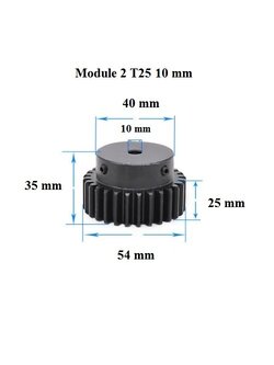เฟืองโมดูล 2 พิท 6.28 มม.25 ฟัน รูเจาะ 10 มม