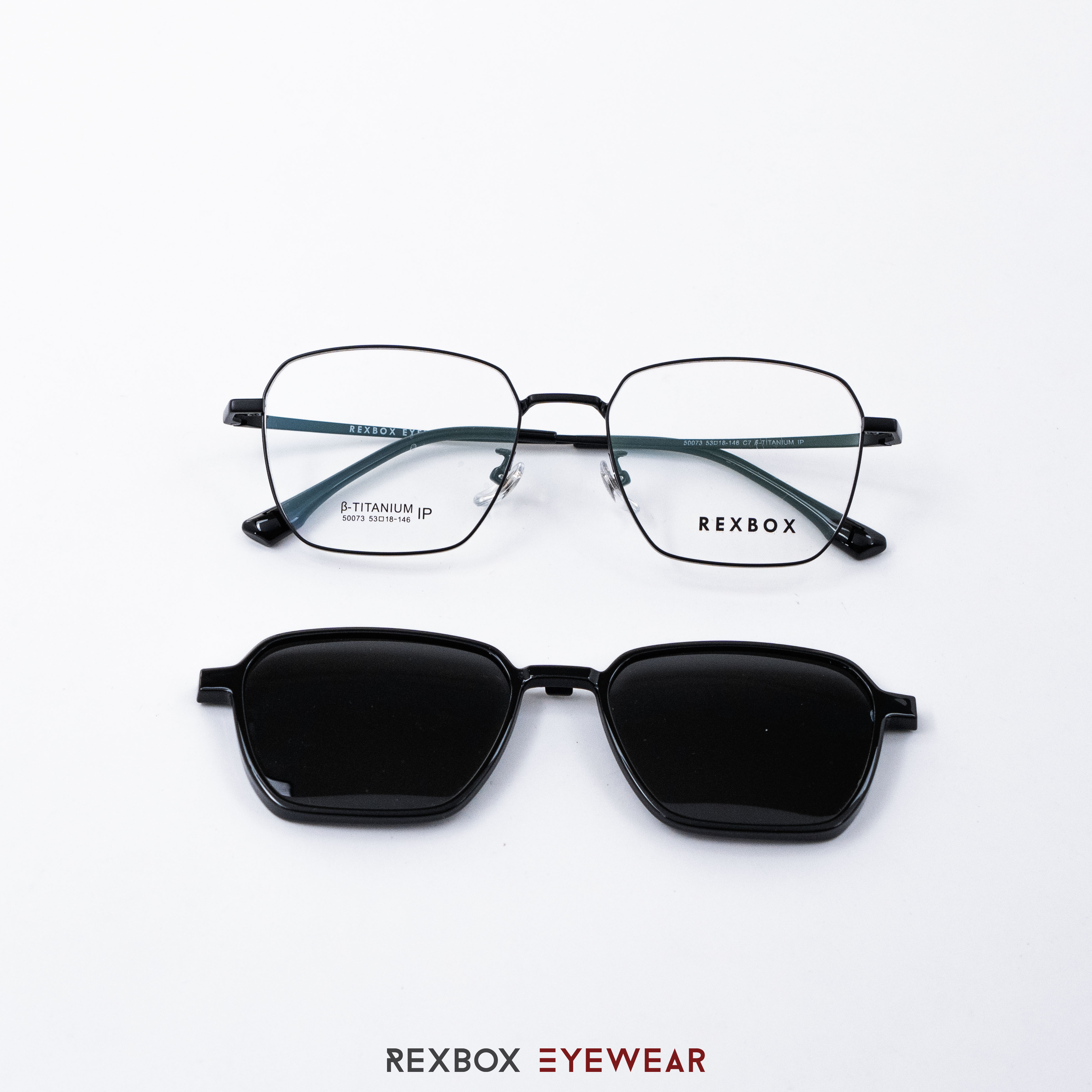 REXBOX รุ่น B-TITANIUM ไทเทเนียม พร้อมคลิปออน Polarized สีดำฉาบปรอทด้านหลังกันยูวี (50073-C7)