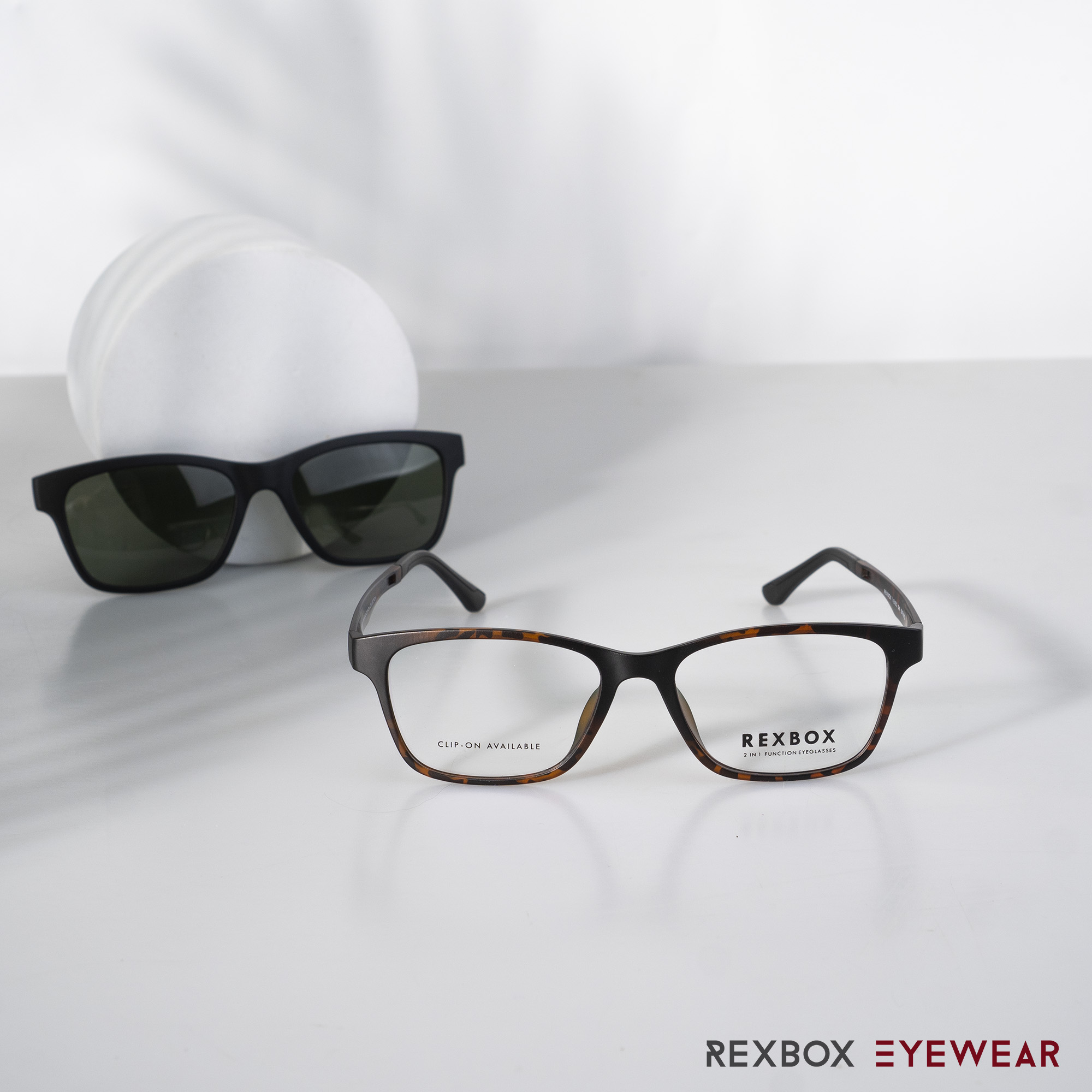 EX02 | กรอบสีลายกระ| คลิปออนเทาเขียว