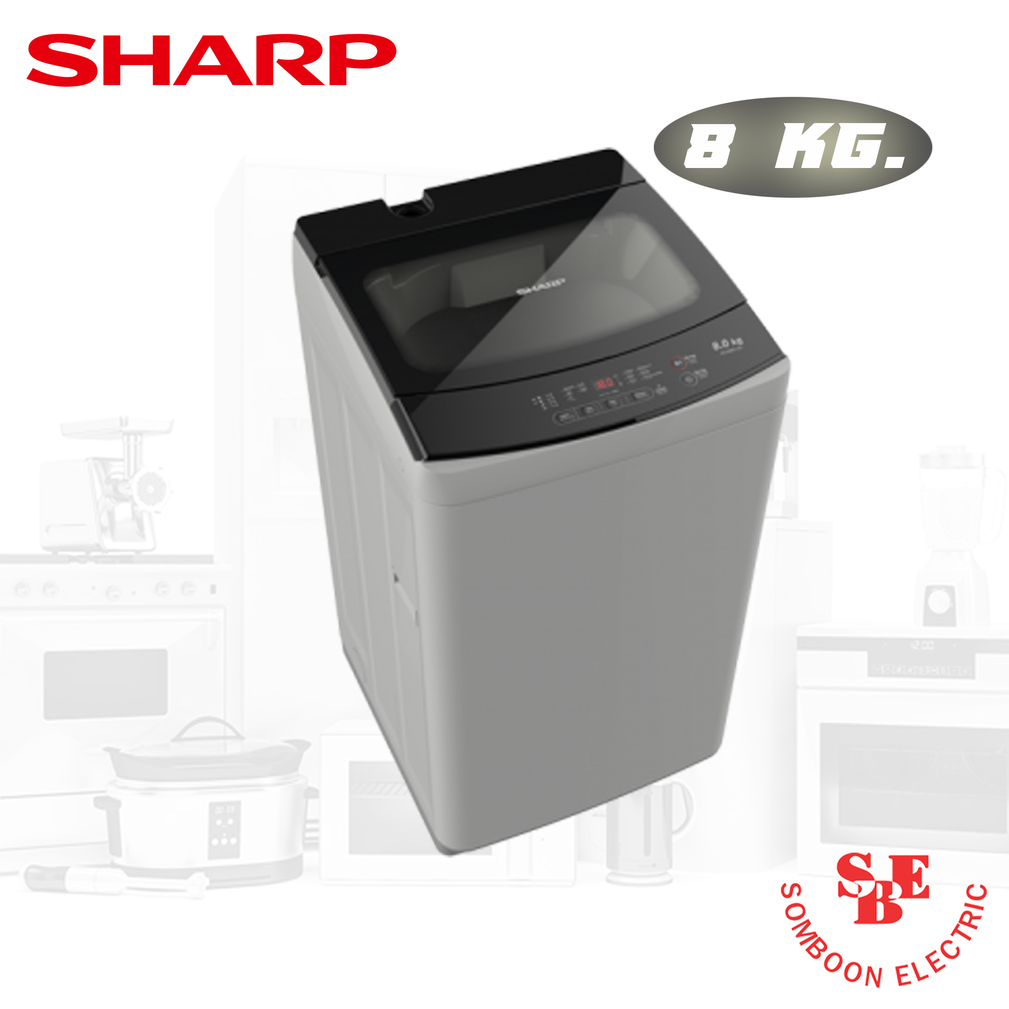 เครื่องซักผ้า Sharp 8 กก. รุ่น ES-W80T-GY