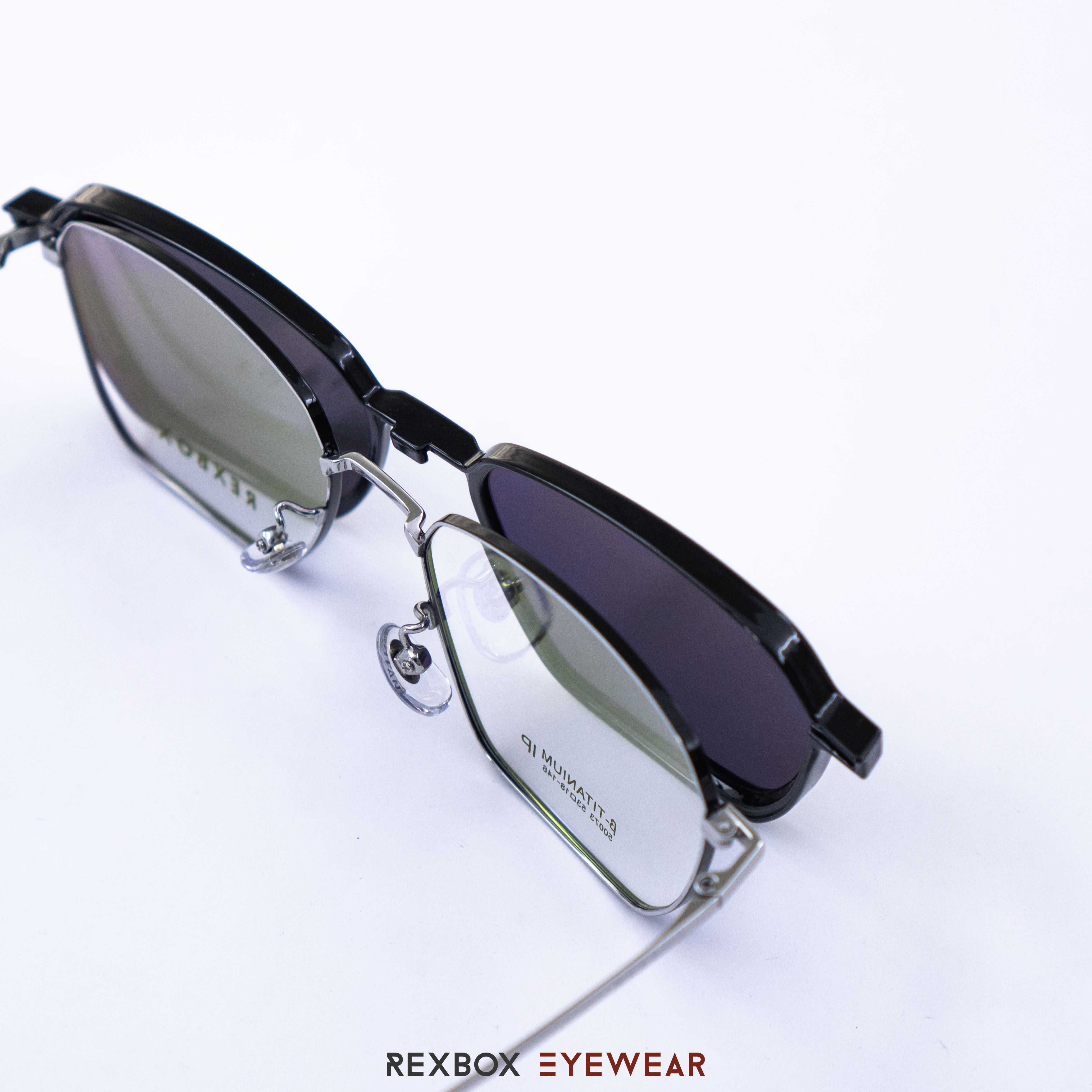 REXBOX รุ่น B-TITANIUM ไทเทเนียม พร้อมคลิปออน Polarized สีดำฉาบปรอทด้านหลังกันยูวี (50073-C27)