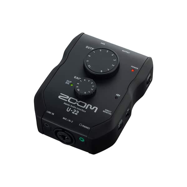 ZOOM U-22 Handy Audio Interfaces รองรับ Hi-Z ใช้งานได้ประมาณ 5 ชั่วโมง ด้วยแบตเตอรี่ AA alkaline 2 ก้อน