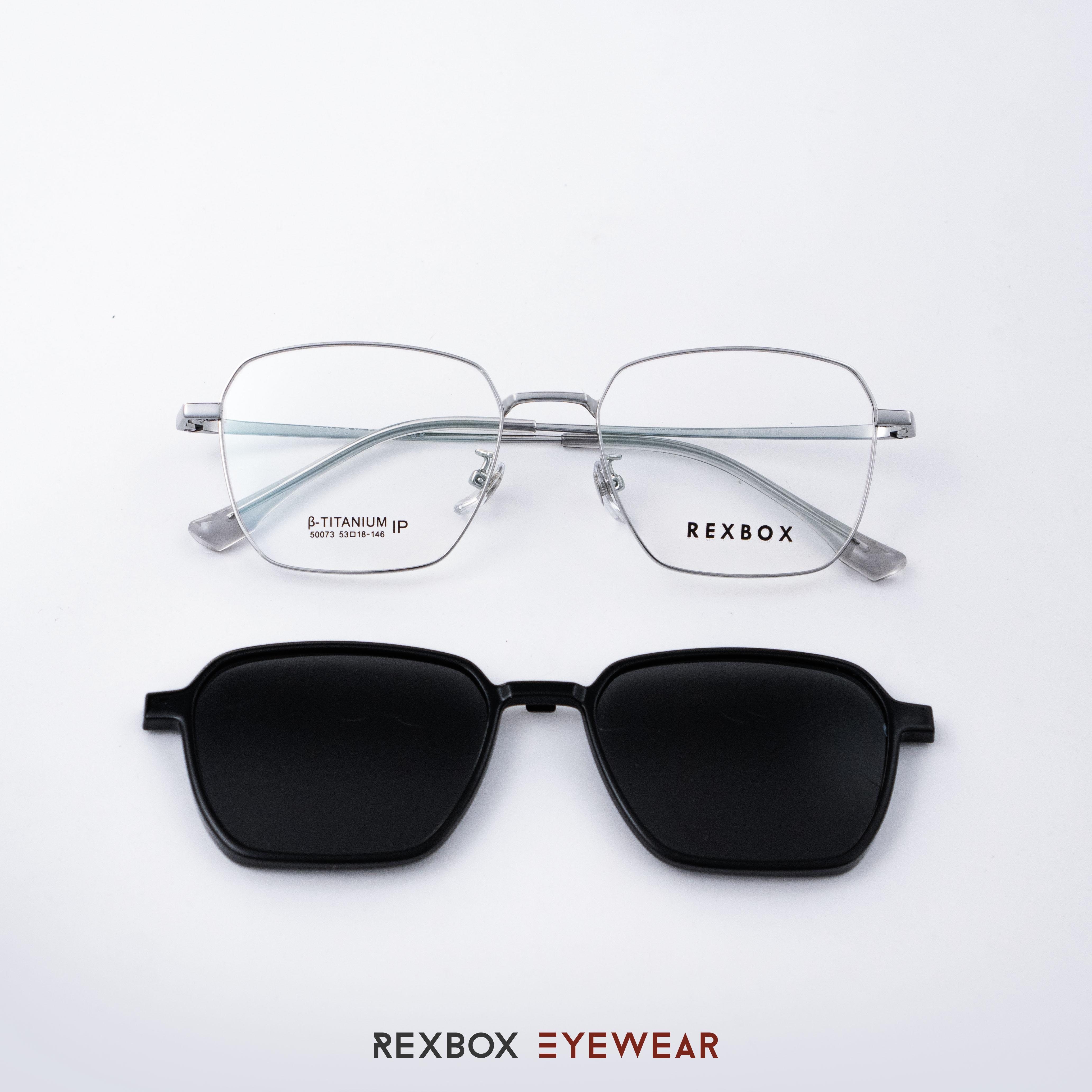 REXBOX รุ่น B-TITANIUM ไทเทเนียม พร้อมคลิปออน Polarized สีดำฉาบปรอทด้านหลังกันยูวี (50073-C2)