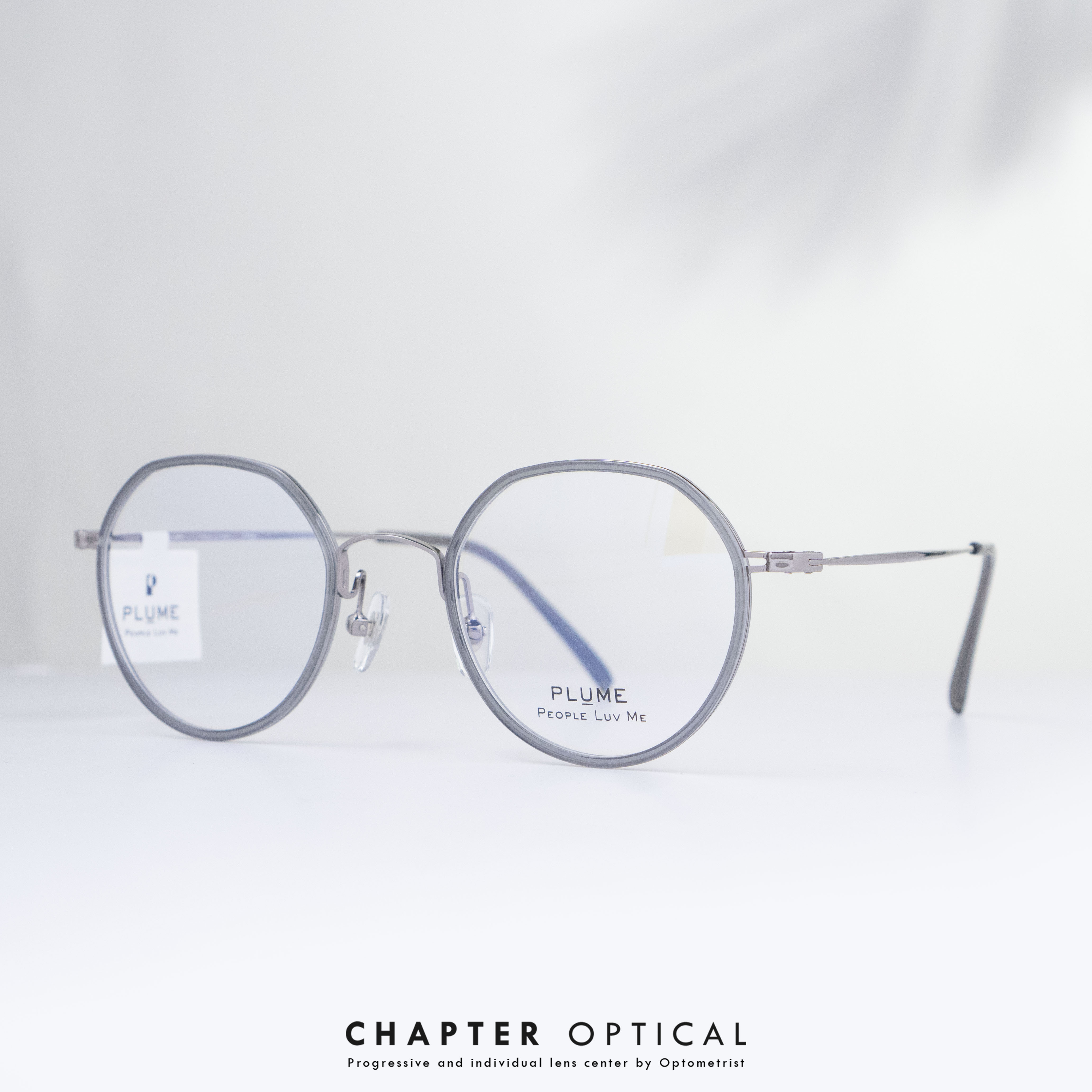 กรอบแว่นตาแบรนด์ PLUME รุ่น P-2858-C2 แบรนด์เกาหลีใต้แท้ สินค้านำเข้า