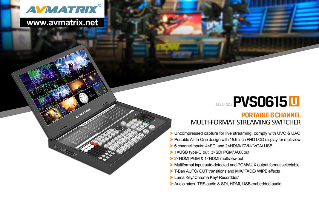 Switcher AVMatrix - PVS0615U Portable 6CH Streaming Switcher