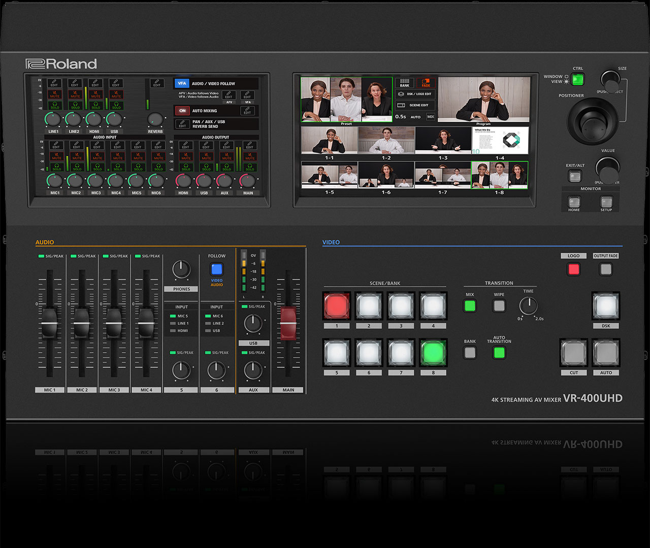 Switcher Roland รุ่น VR-400UHD 4K Streaming AV Mixer