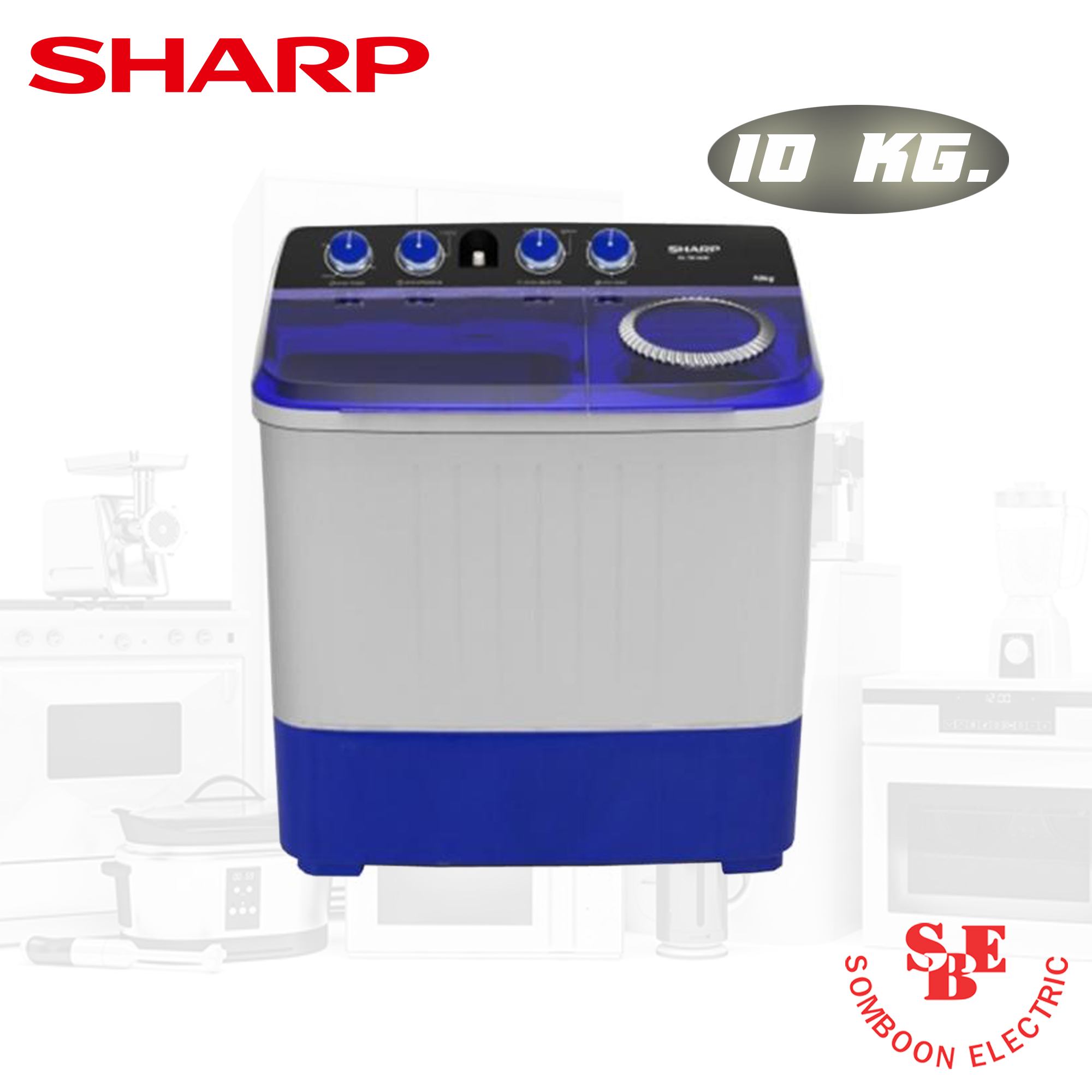 เครื่องซักผ้า Sharp 2 ถัง 10 Kg. รุ่น ES-TW100BK