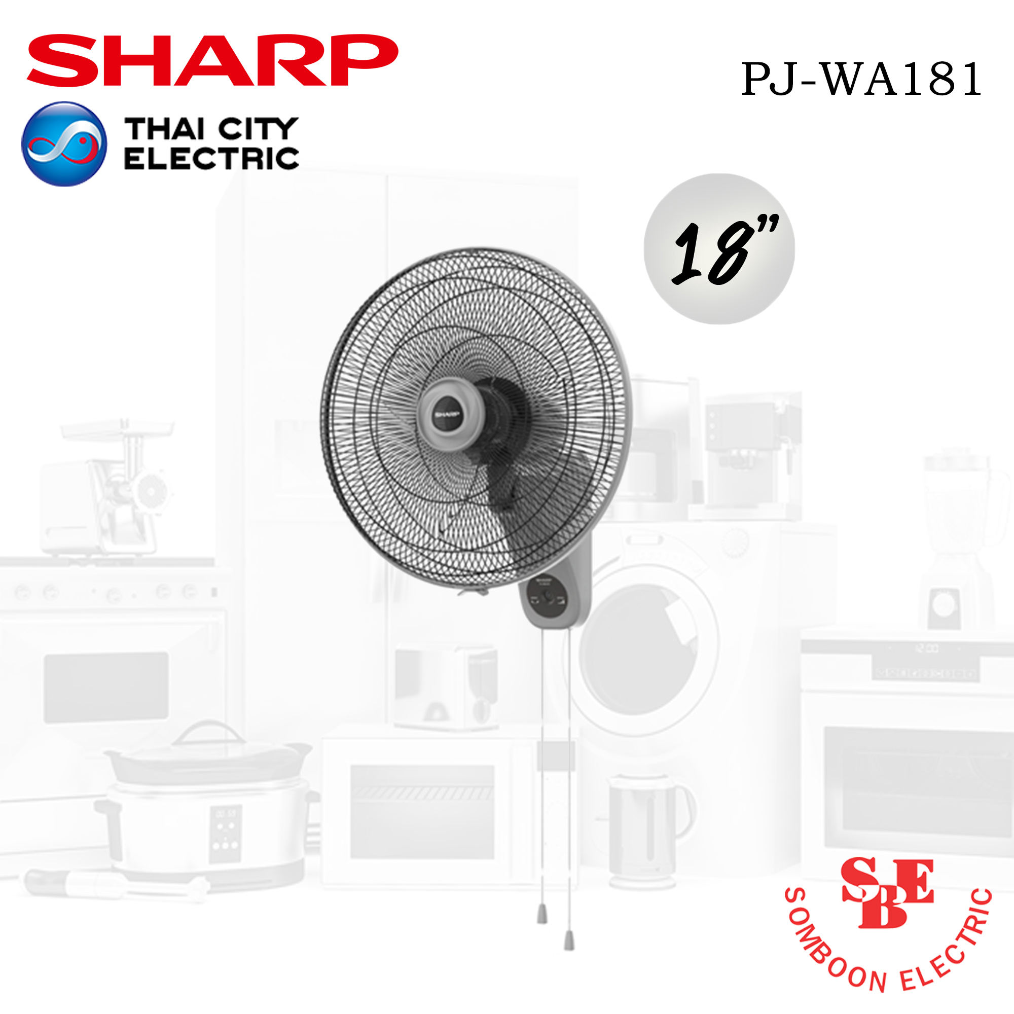 พัดลมติดผนัง Sharp 18" รุ่น PJ-WA181