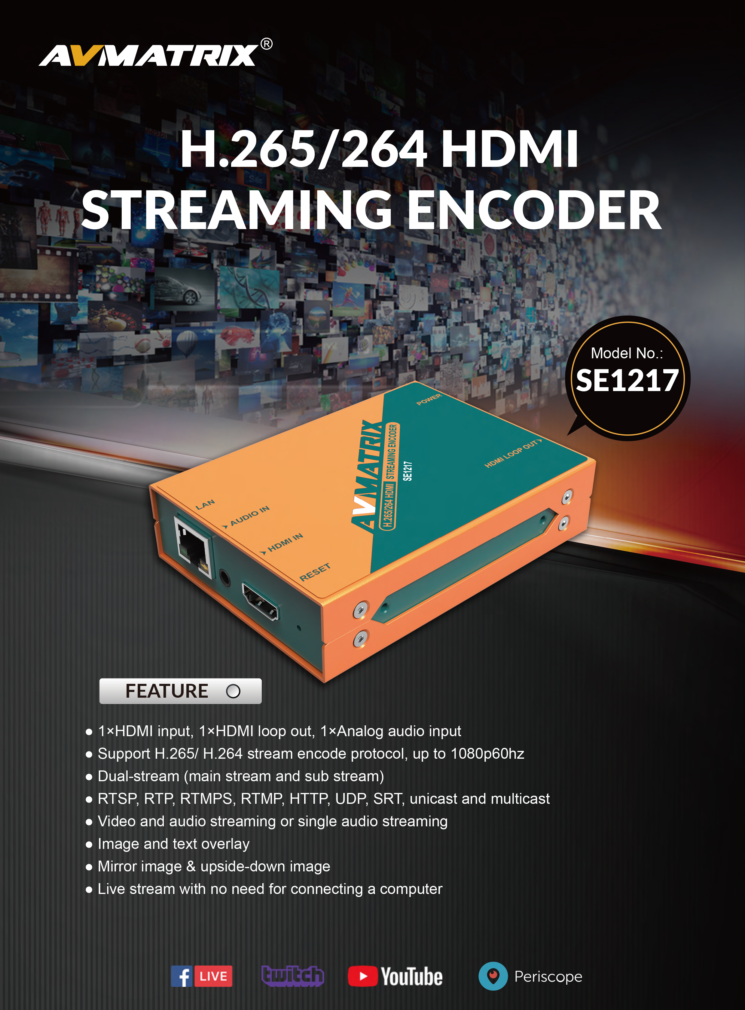 AVMatrix - SE1217 H.265/ H.264 HDMI STREAMING ENCODER