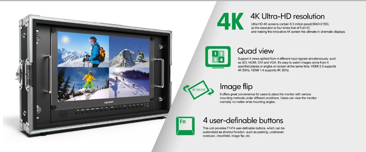จอมอนิเตอร์ Lilliput รุ่น BM150-12G 15.6" 4K SDI HDMI Broadcast Director Monitor