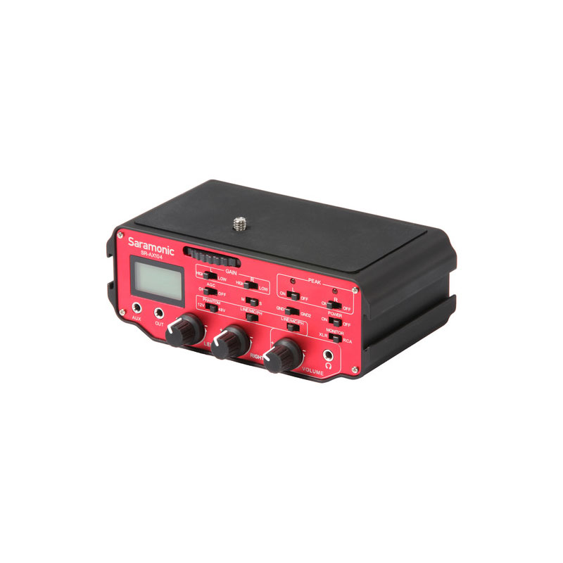 Saramonic SR-AX104 2-channel XLR Audio Adapter with preamplifiers and phantom power for DSLR cameras with a built-in microphone jack