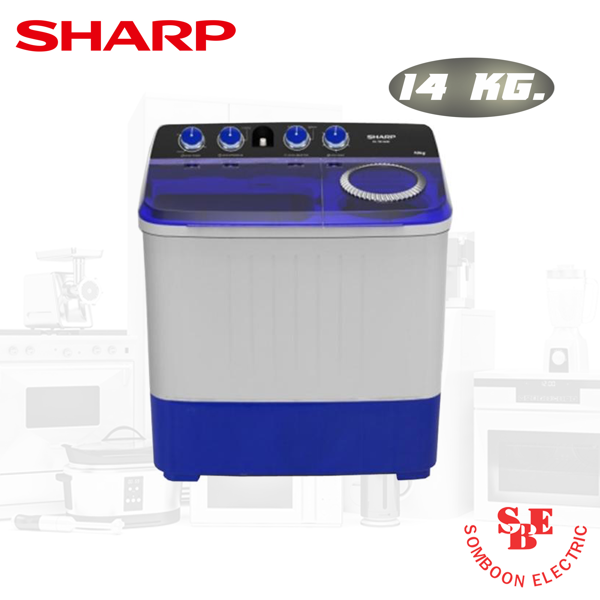 เครื่องซักผ้า Sharp 2 ถัง 14 กก. รุ่น ES-TW150BK