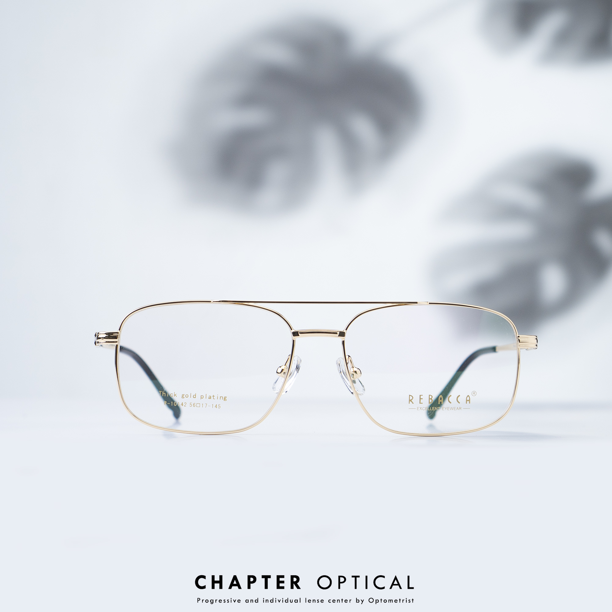 กรอบแว่นแฟชั่น รุ่น R-10142-C.gold ( พร้อมเลนส์สายต 1990 บาท )