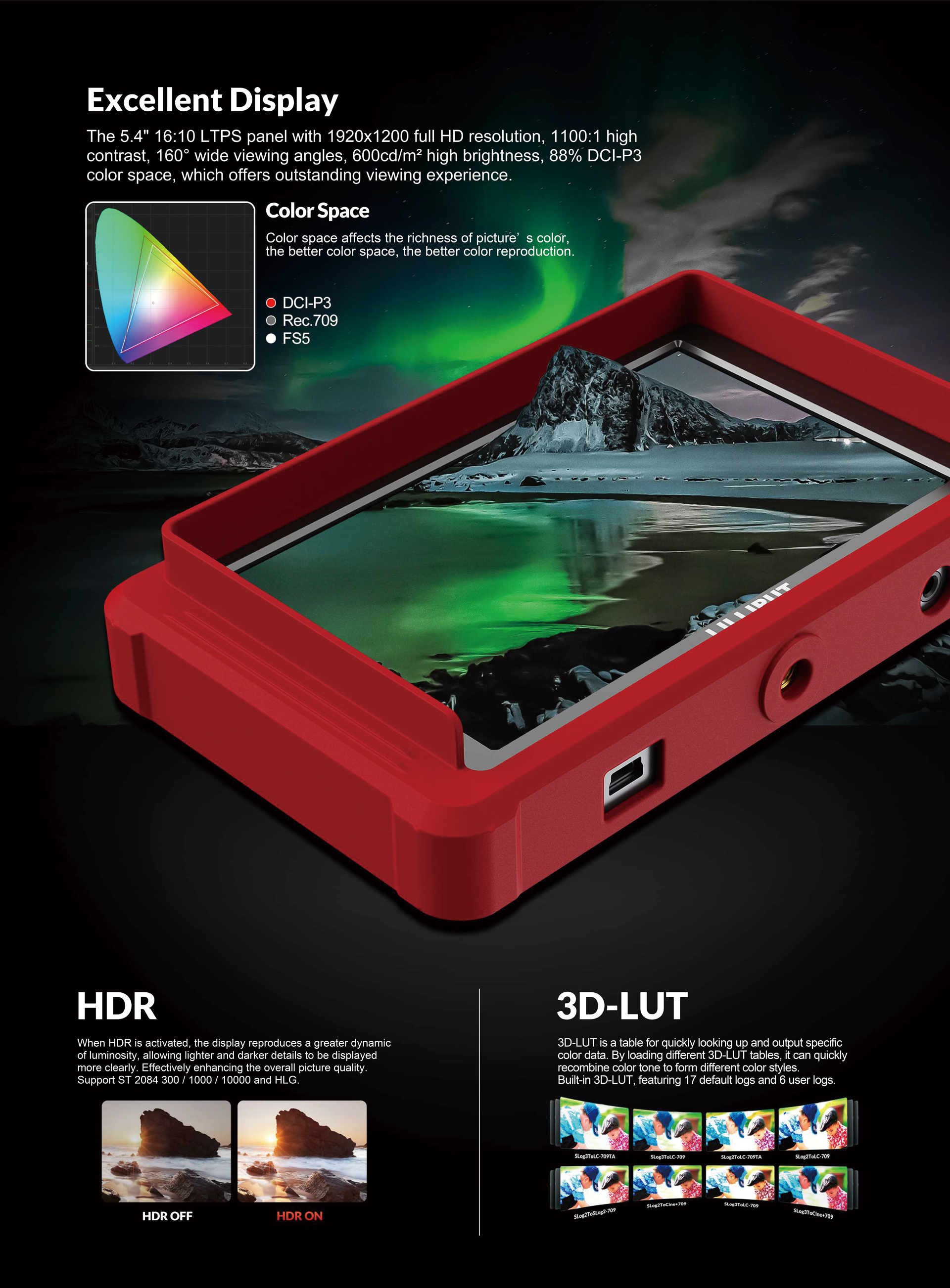 Lilliput FS5 - 5.4” HDMI 2.0 & 3G-SDI On-Camera Monitor