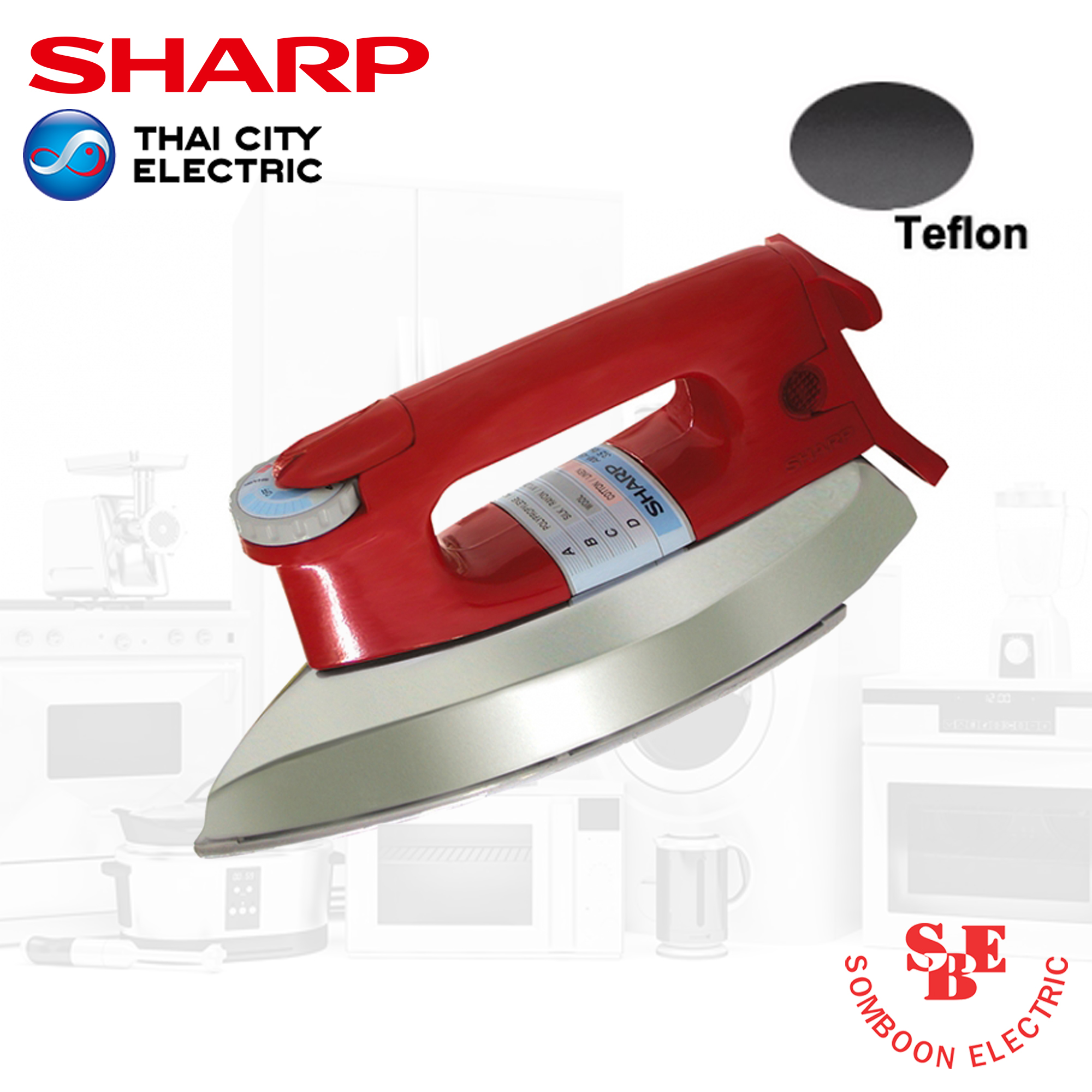 เตารีด Sharp 3.5 ปอนด์ เคลือบเทปลอน รุ่น AM-P455T