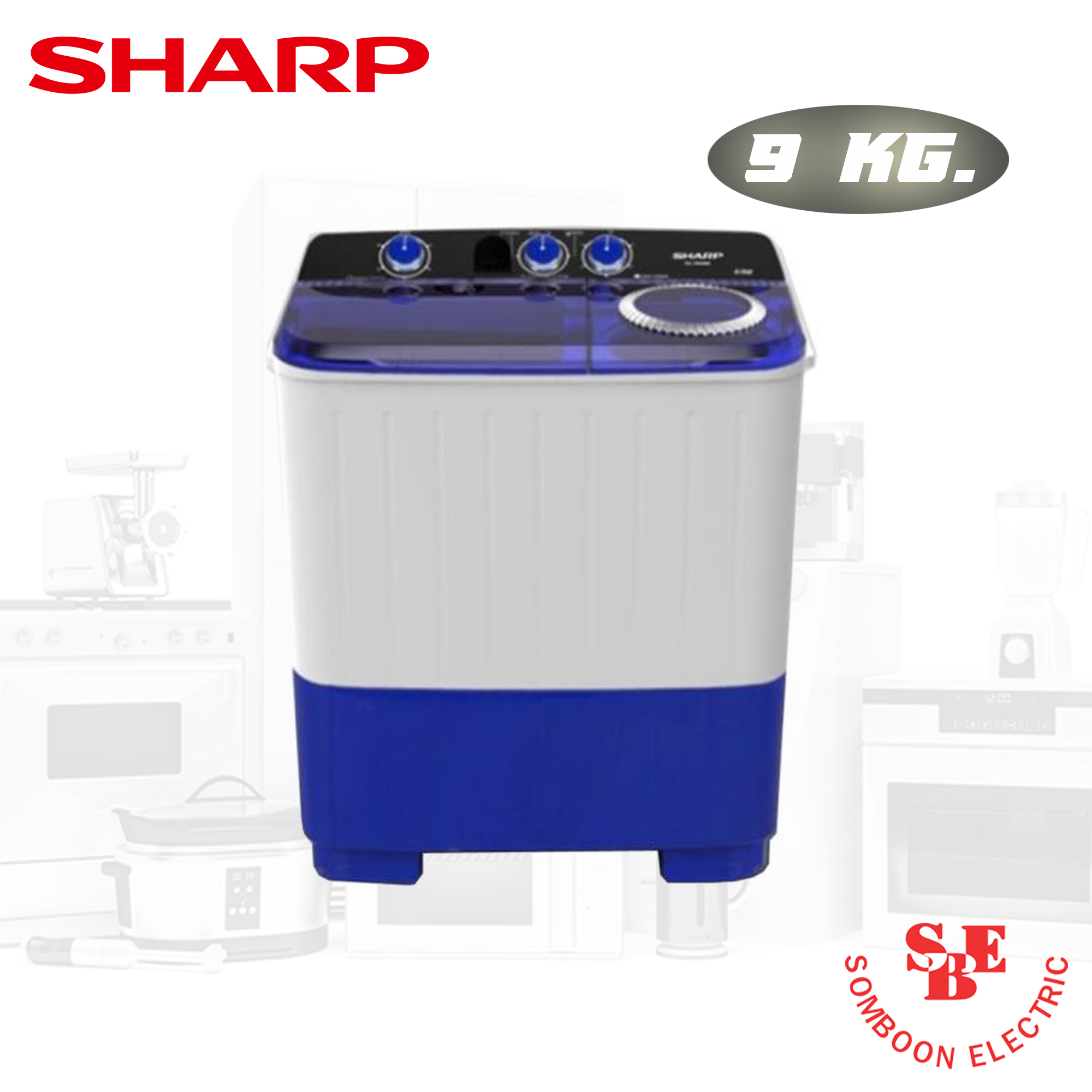 เครื่องซักผ้า Sharp 2 ถัง 9 กก. รุ่น ES-TW90BL