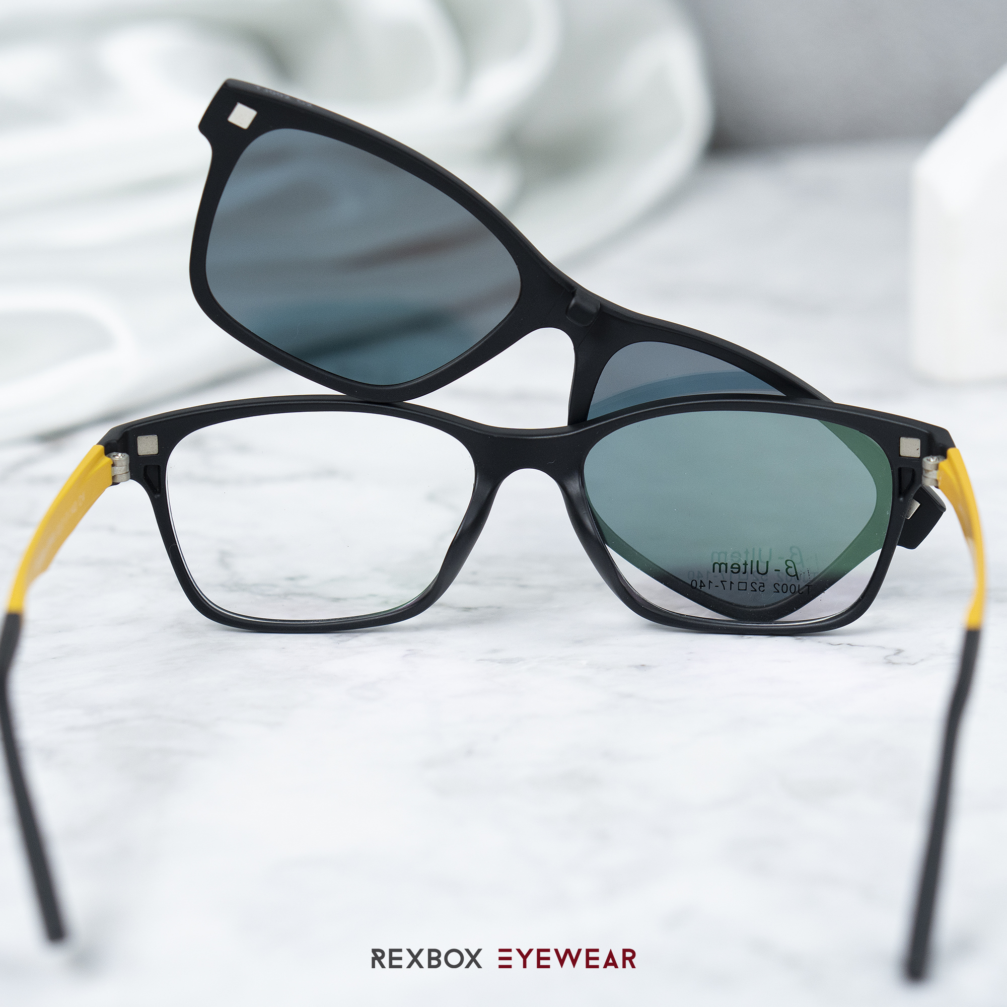 EX02 | กรอบสีดำเหลือง | คลิปออน Mirror Sun