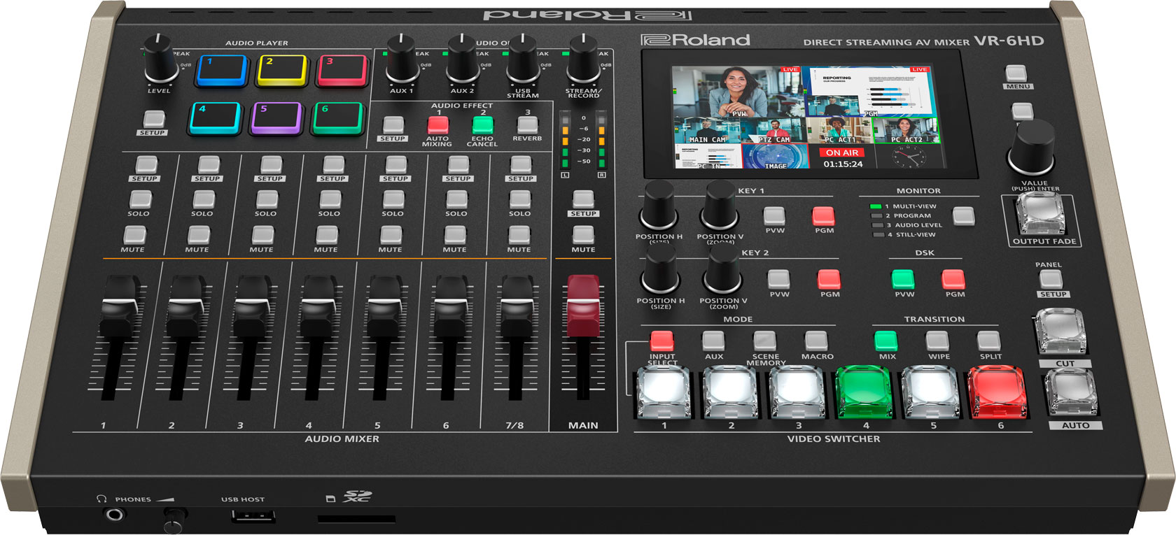 Switcher Roland รุ่น VR-6HD Direct Streaming AV Mixer