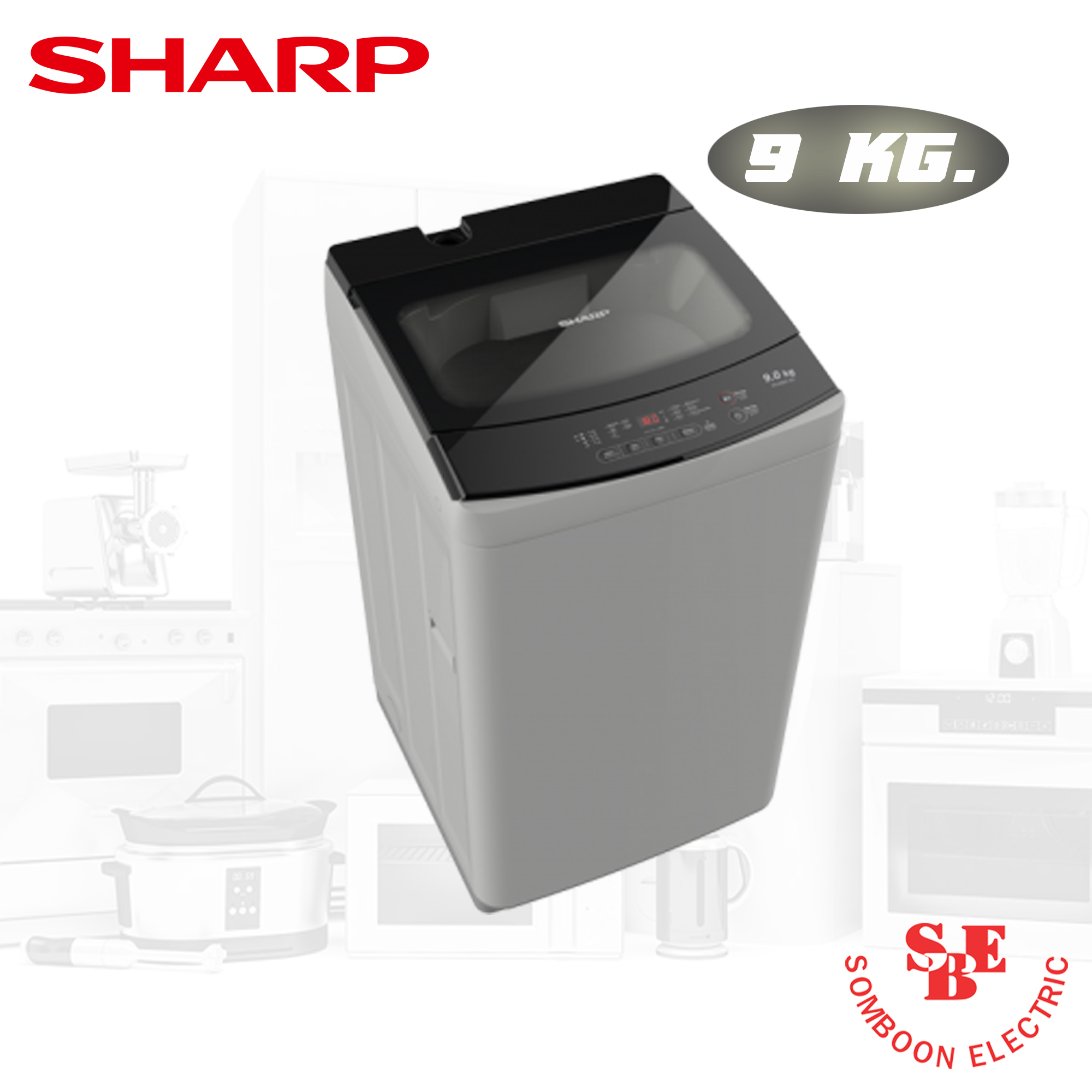 เครื่องซักผ้า Sharp 9 กก. รุ่น ES-W90T-GY