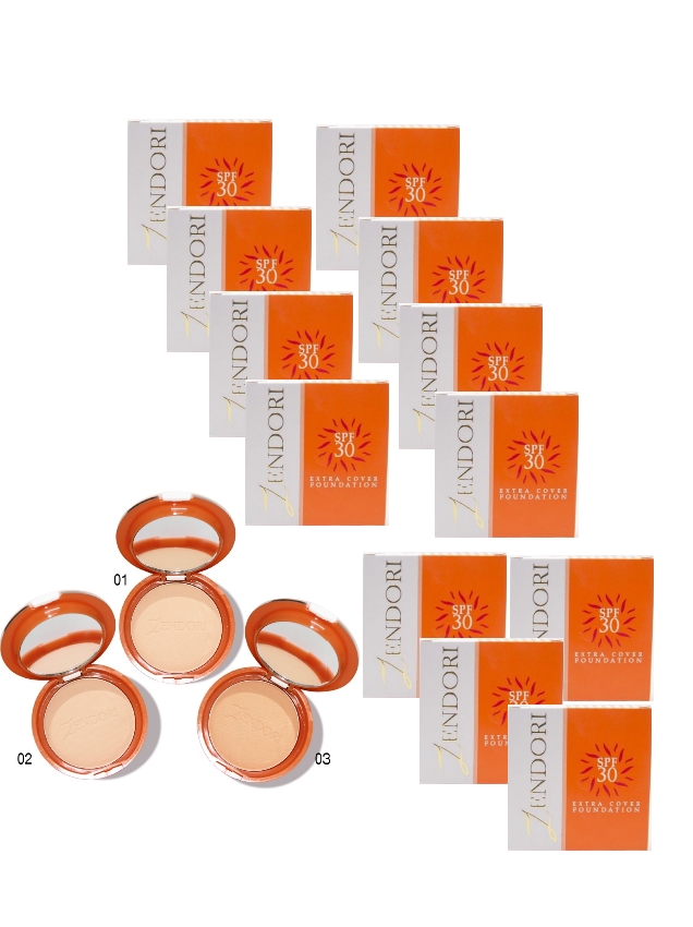 Zendori Extra Cover Foundation แป้งเซนโดริตลับสีส้ม 12 ตลับ