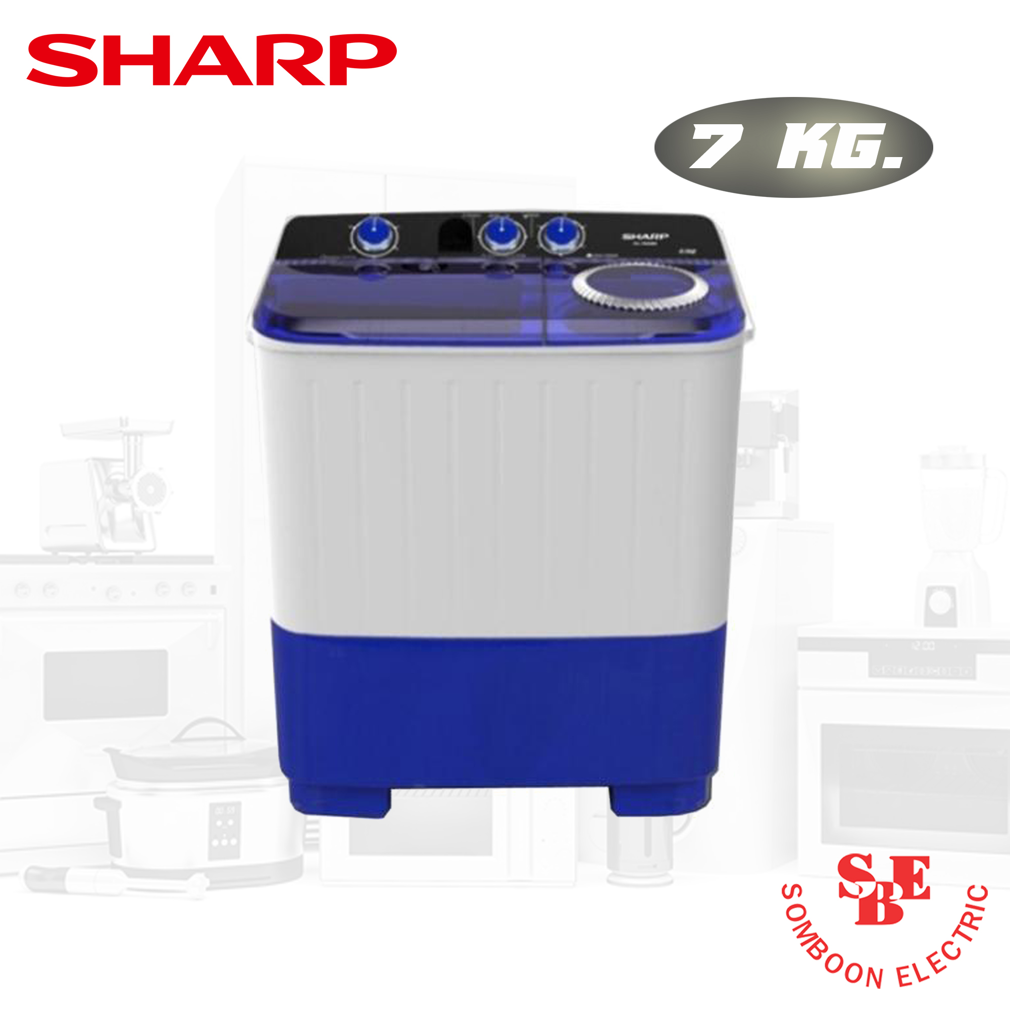เครื่องซักผ้า Sharp 2 ถัง 7 กก. รุ่น ES-TW70BL