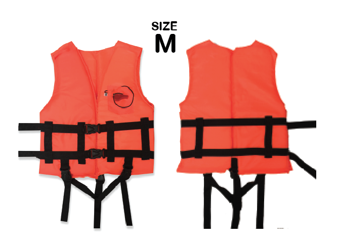 เสื้อชูชีพผ้าไนล่อนอ็อกฟอร์ด210D. Size M สําหรับเด็กโต รองรับนํ้าหนักได้ไม่เกิน 45kg