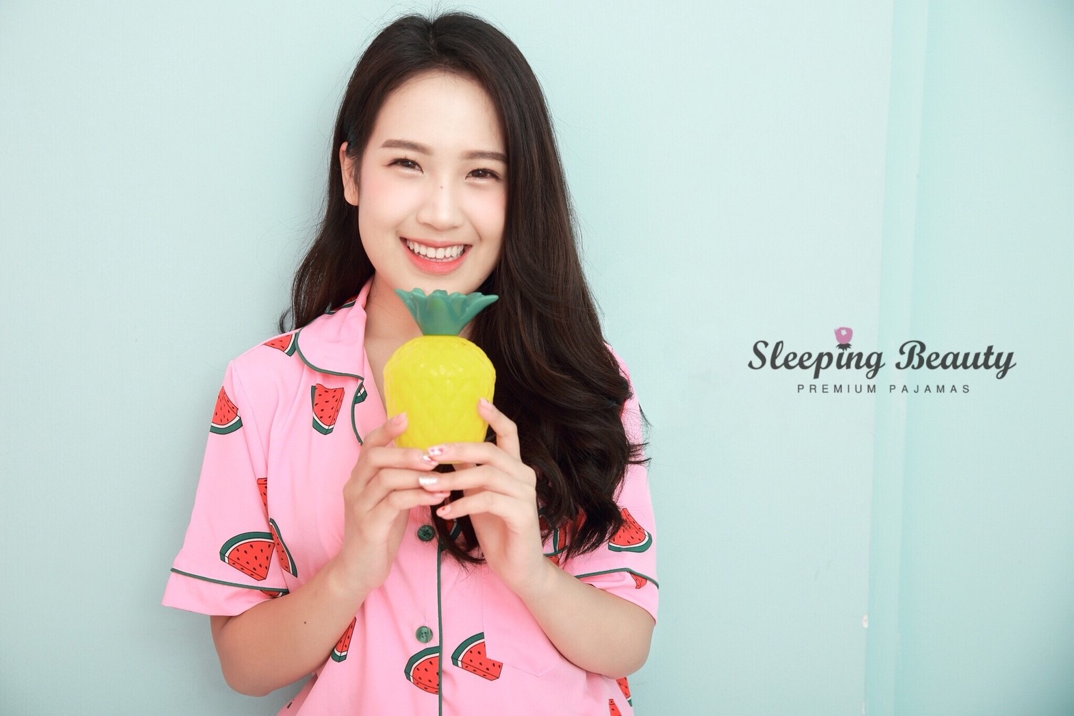 ชุดนอนลายแตงโม สีชมพู เกรดพรีเมี่ยม แบรนด์ Sleeping Beauty แขนสั้น ขาสั้น ชุดนอนผู้หญิง ชุดนอนแขนสั้น ชุดนอนกางเกง