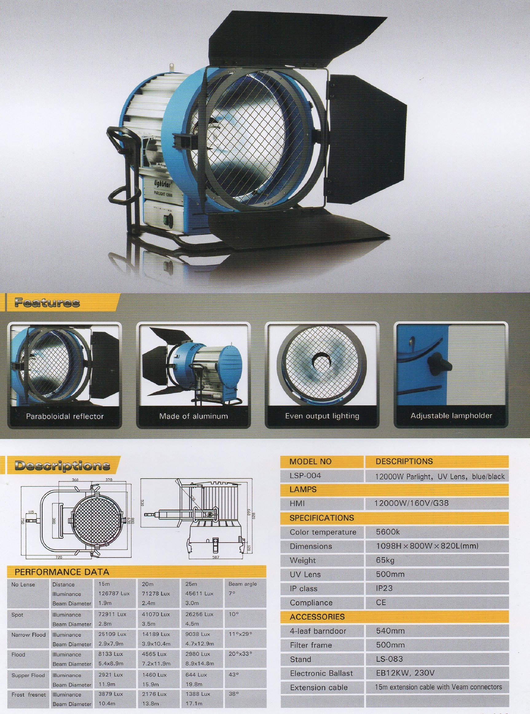 LSP-004 Par Light ไฟสตูดิโอแบบโคมรูปสี่เหลี่ยมขนมเปียกปูน