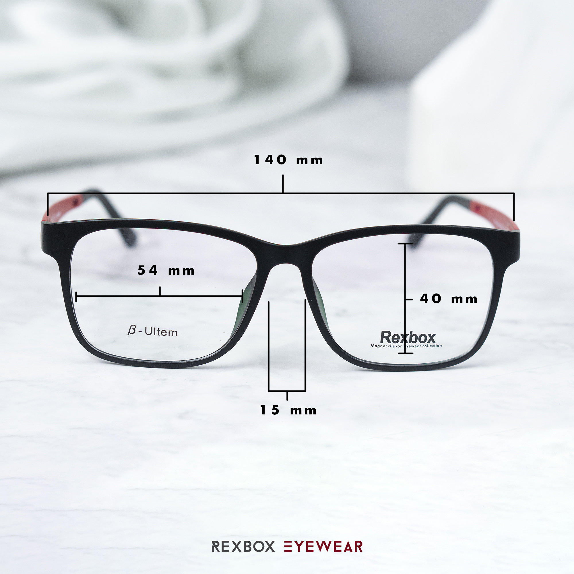 Rexbox | รุ่น Ex11 | กรอบสีดำแดง | คลิปออนเทาเขียว