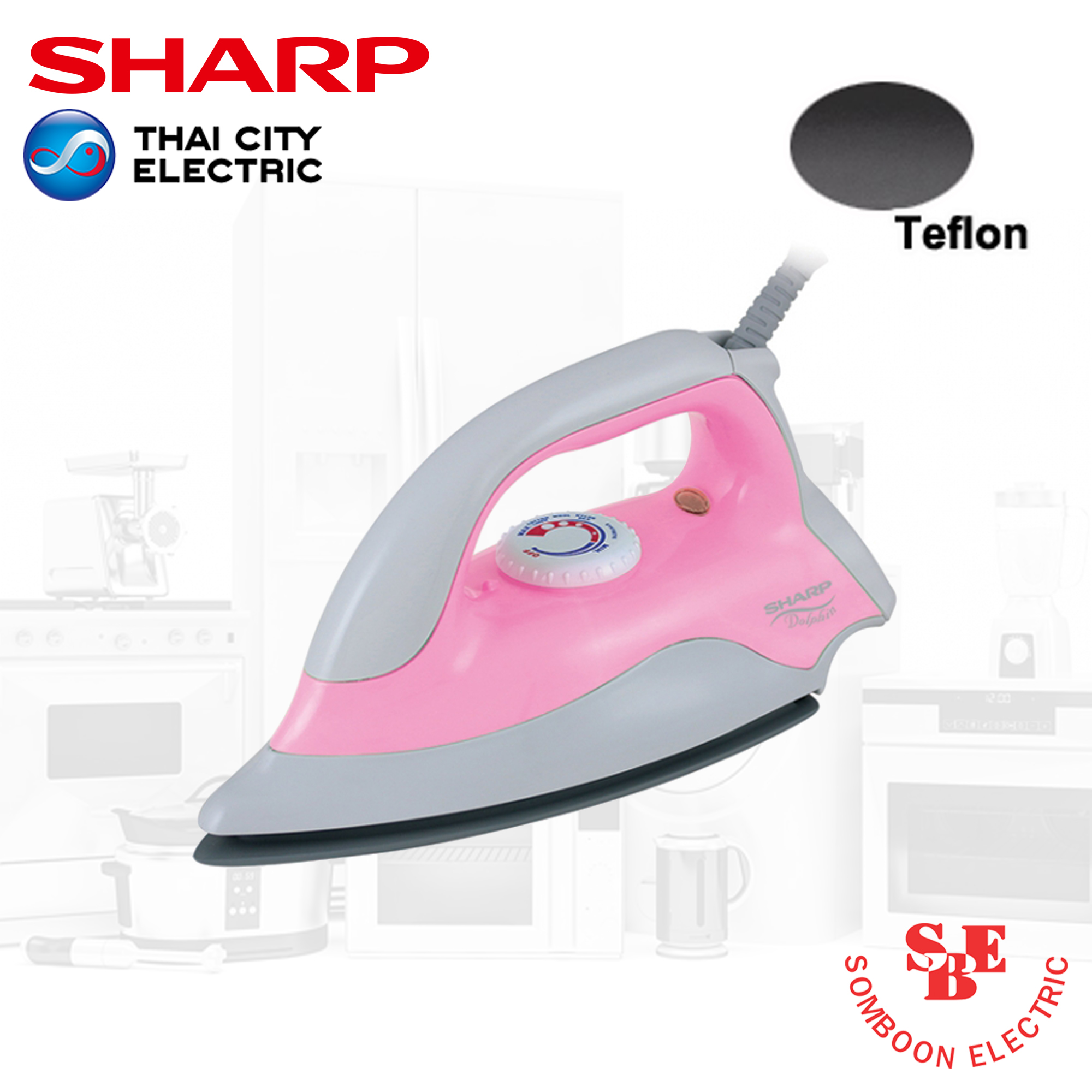 เตารีด Sharp 1.5 ปอนด์ เคลือบเทปลอน รุ่น AM-P333T