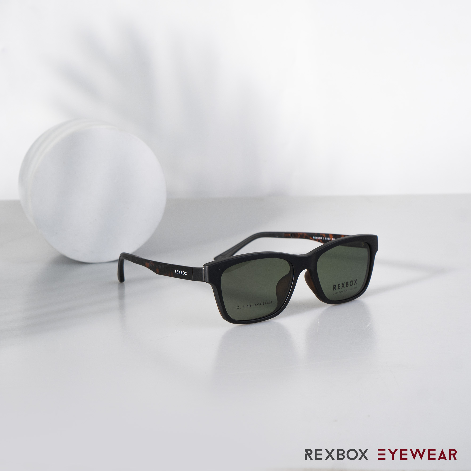 EX02 | กรอบสีลายกระ| คลิปออนเทาเขียว