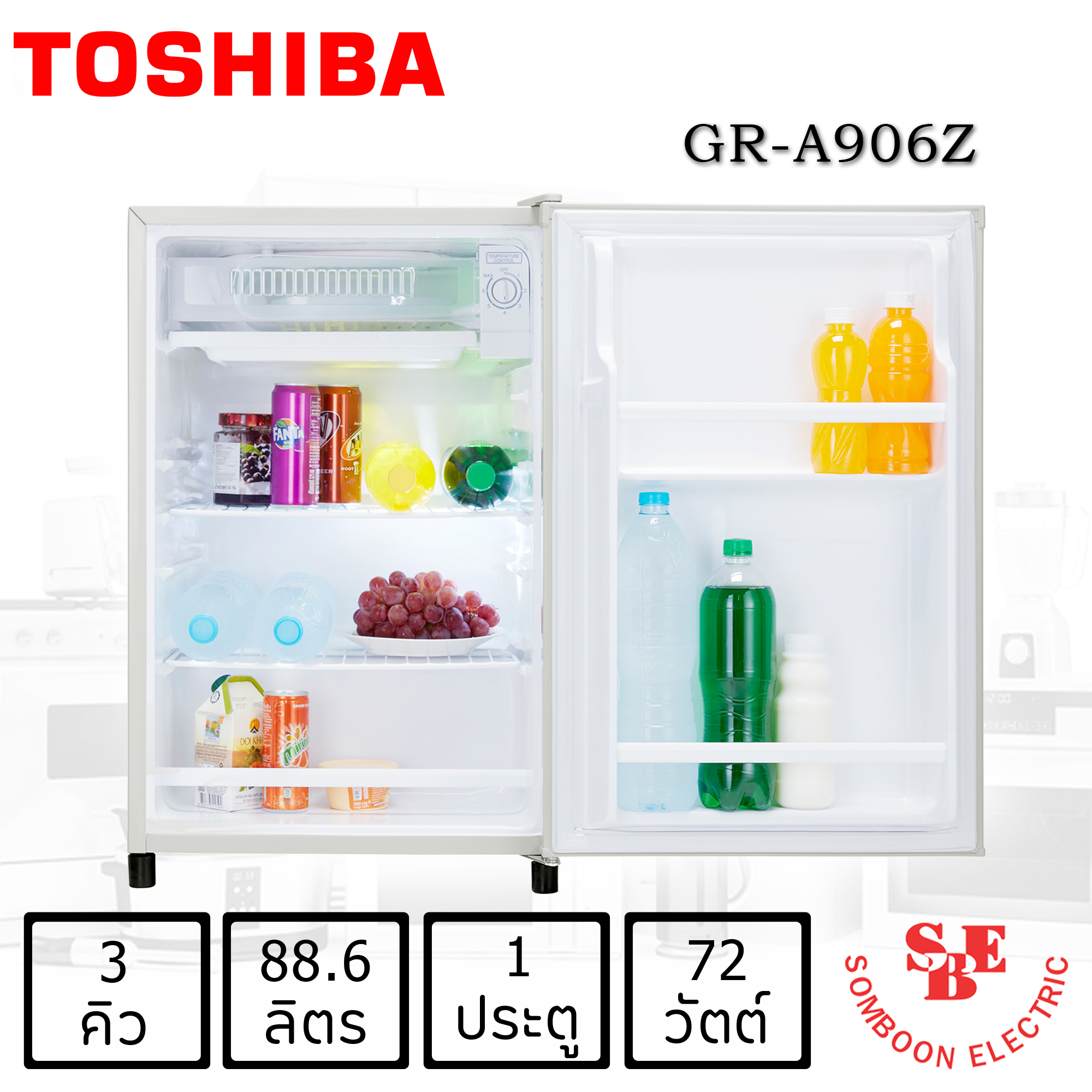 ตู้เย็น Toshiba 3.0 คิว รุ่น GR-A906Z (QNW,QI)