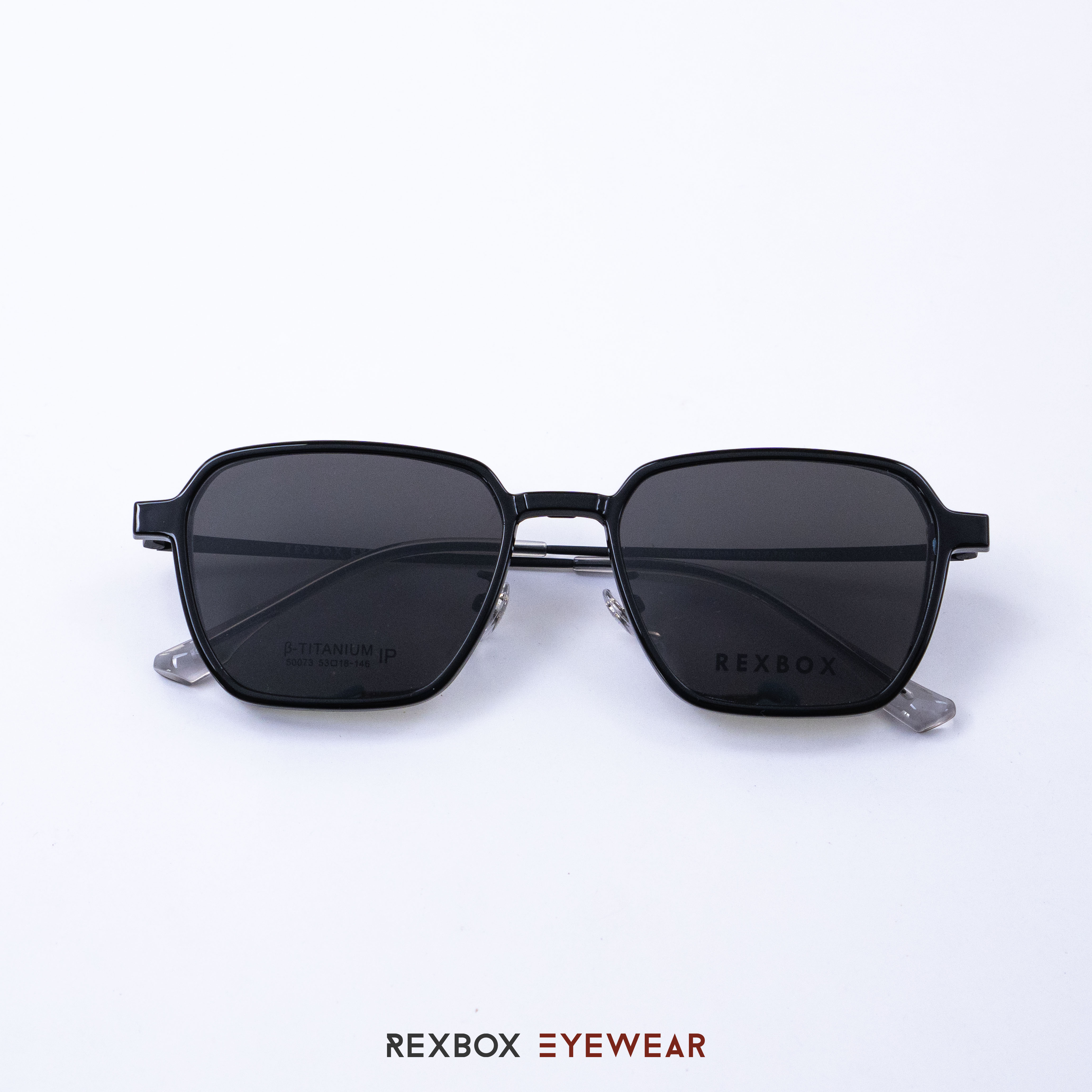REXBOX รุ่น B-TITANIUM ไทเทเนียม พร้อมคลิปออน Polarized สีดำฉาบปรอทด้านหลังกันยูวี (50073-C37)