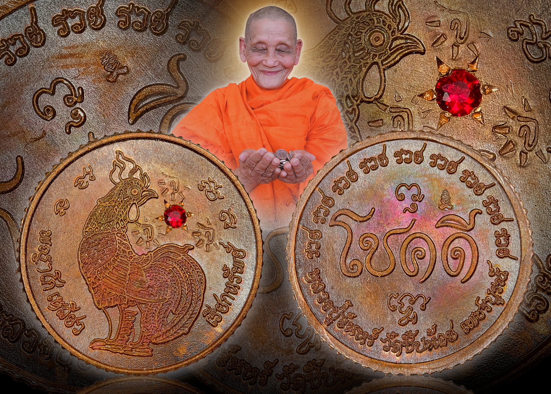 เหรียญไก่เหลียว โชคดี พญาไก่ชนะสิบทิศ ( จ่าฝูง ) ตำหรับ หลวงปู่จันทร์ วัดซับน้อย เพชรบูรณ์