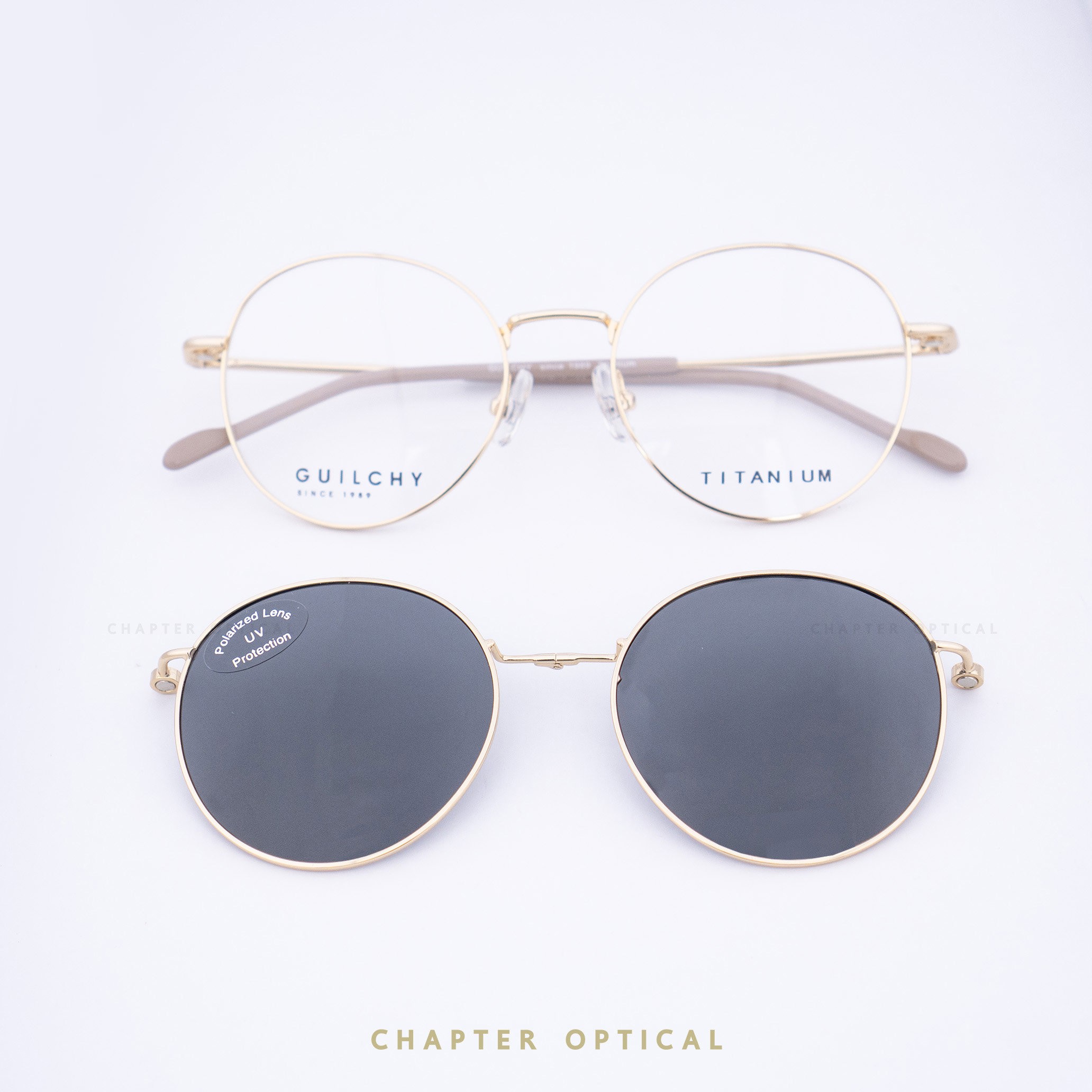 กรอบแว่นตา GUILCHY รุ่น MS-1-C03 แว่นไทเทเนียมพร้อมคลิปออนแม่เหล็ก Polarized