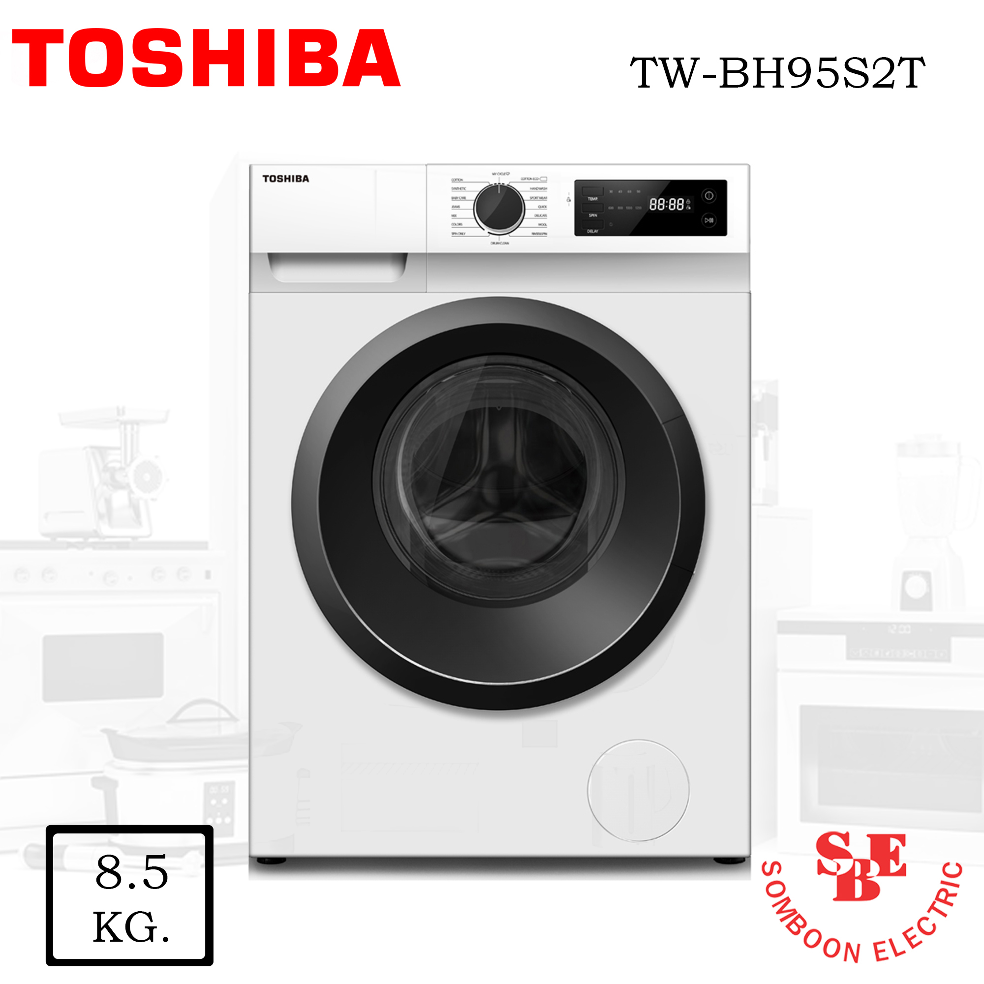 เครื่องซักผ้า Toshibaฝาหน้า 8.5 Kg. รุ่น TW-BH95S2T
