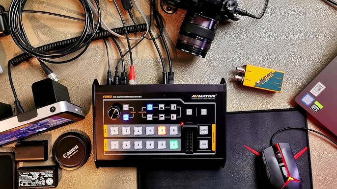 ห้องสตูดิโอพร้อมอุปกรณ์วิดีโอสวิตซ์เชอร์