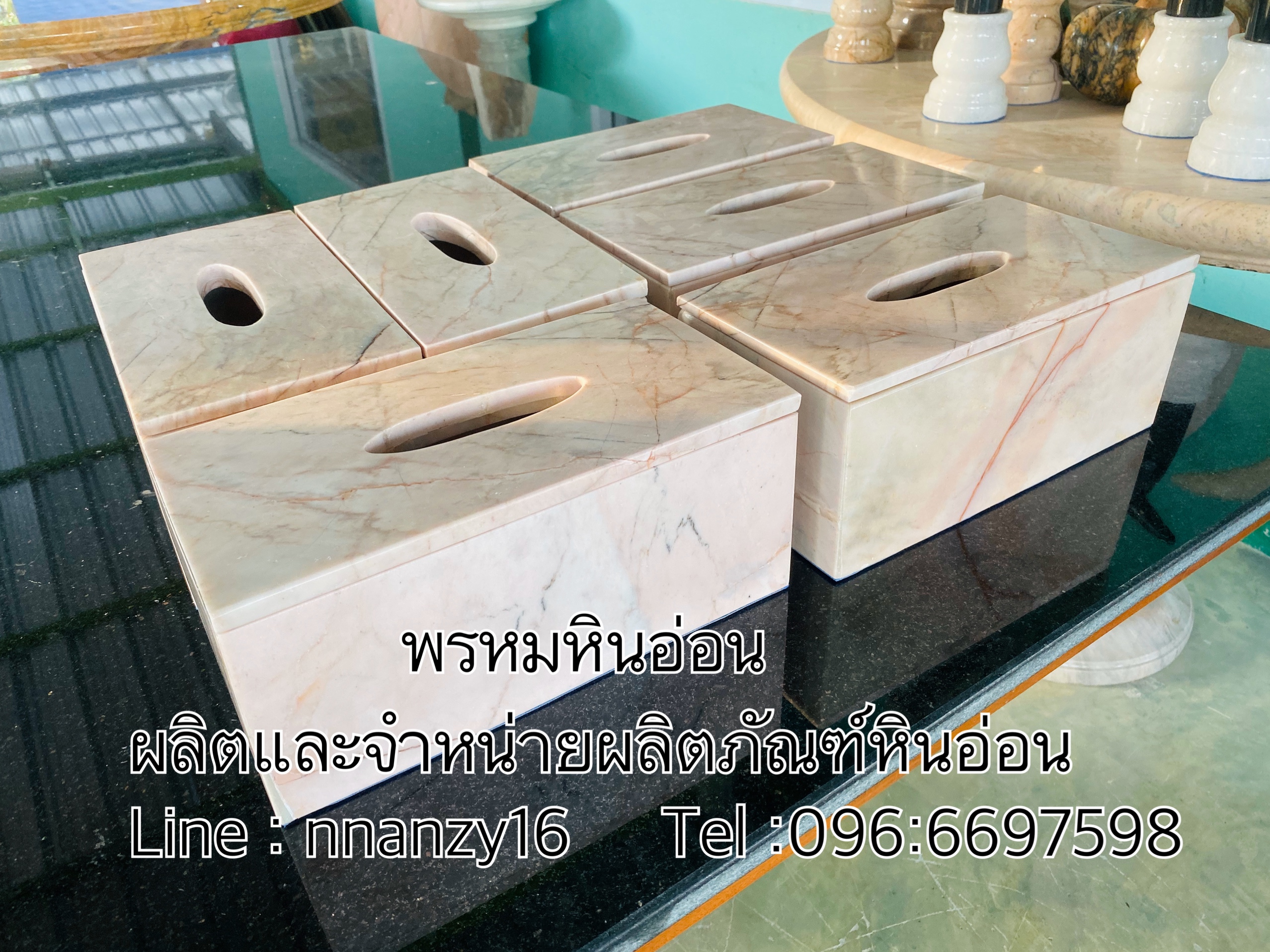 กล่องทิชชู่หินอ่อน(แบบยาว)