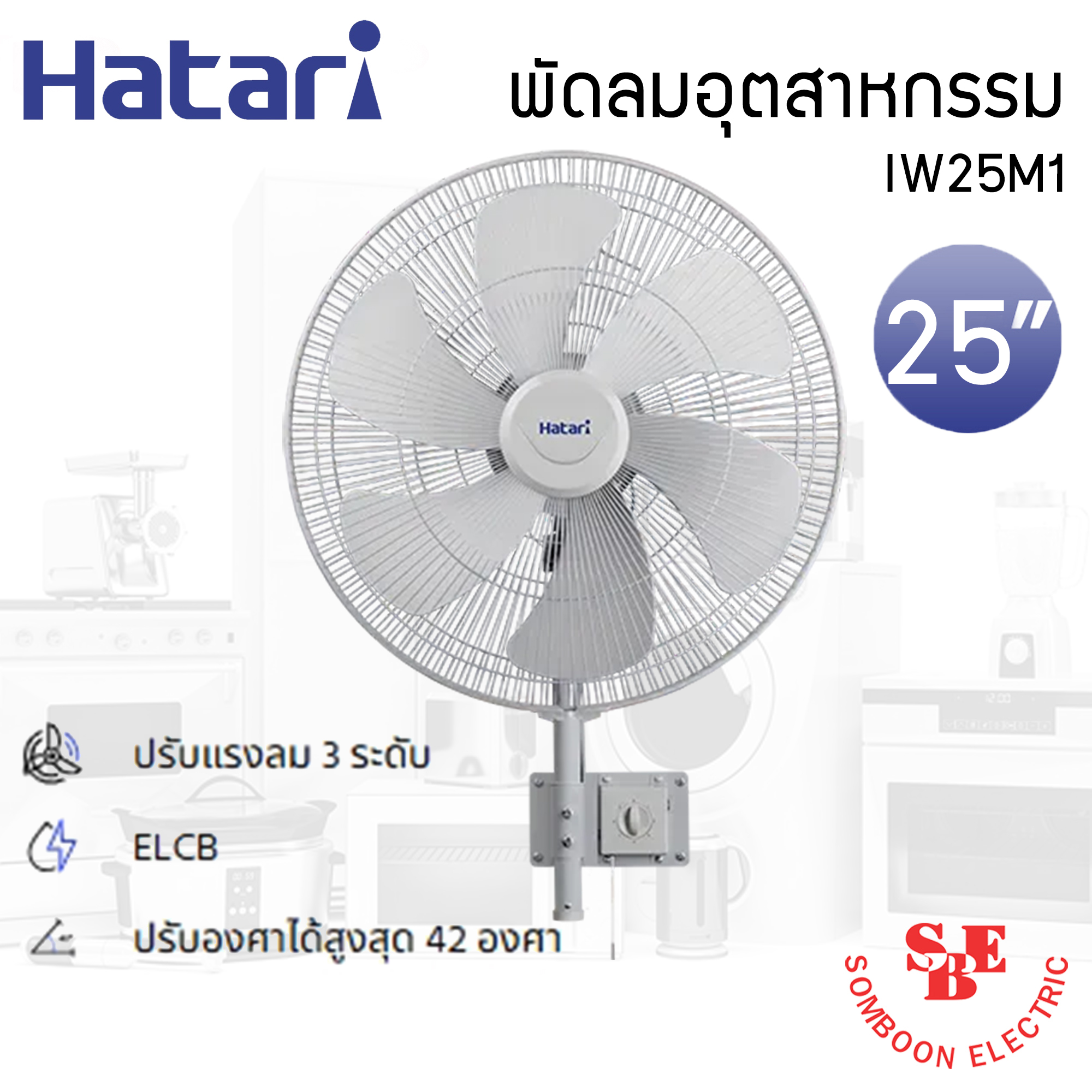 พัดลมอุตสาหกรรม Hatari 25" ติดผนัง รุ่น IW25M1