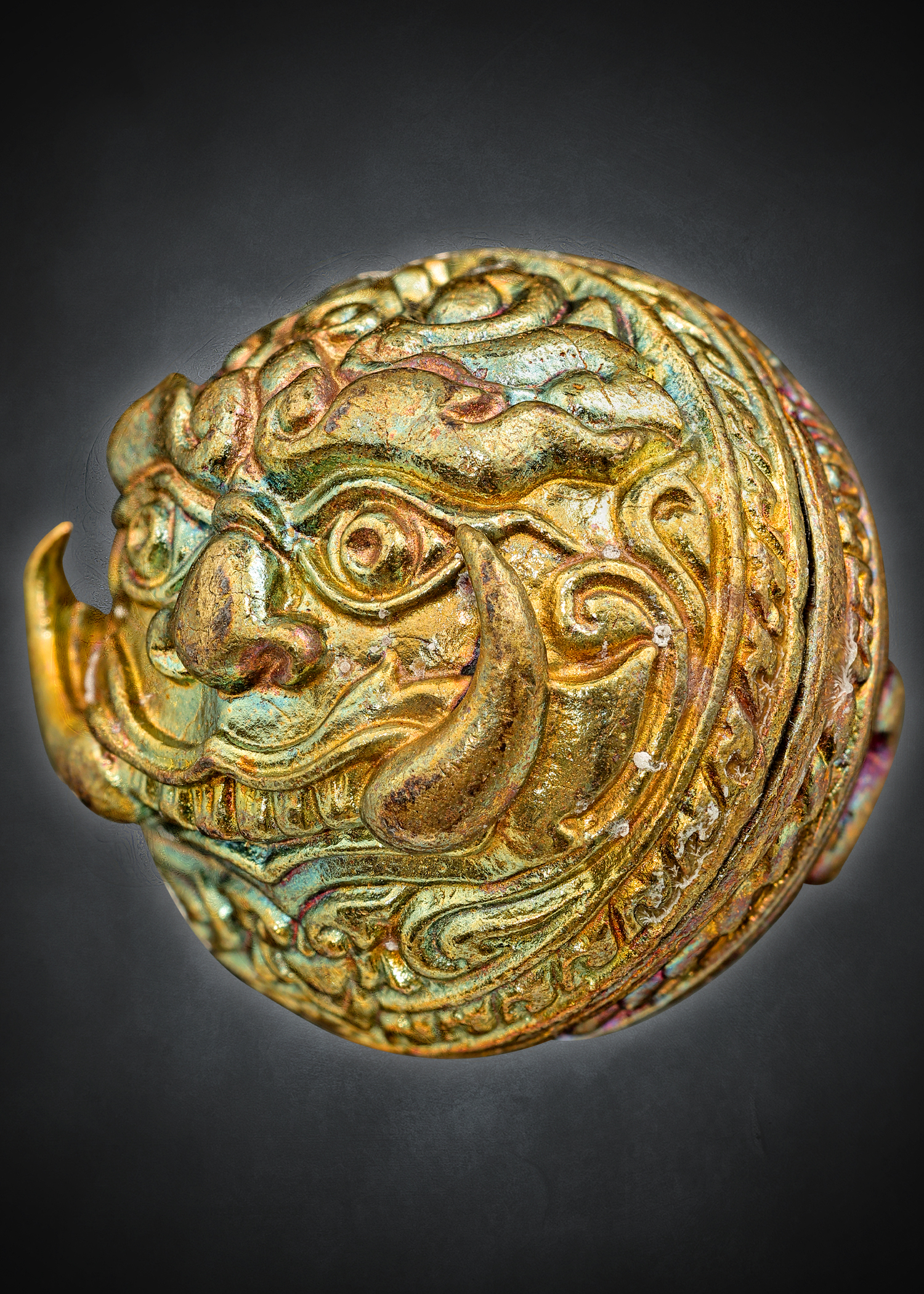 ปรอทกรอเขมรโบราณ รุ่นแรก ทรงพระราหู ( เนื้อสัตตะโลหะ ) โคตรเศรษฐี หลวงตาจักร จารุวณฺโณ ศิษย์ตาเบ๊าะ เหาะเดินได้