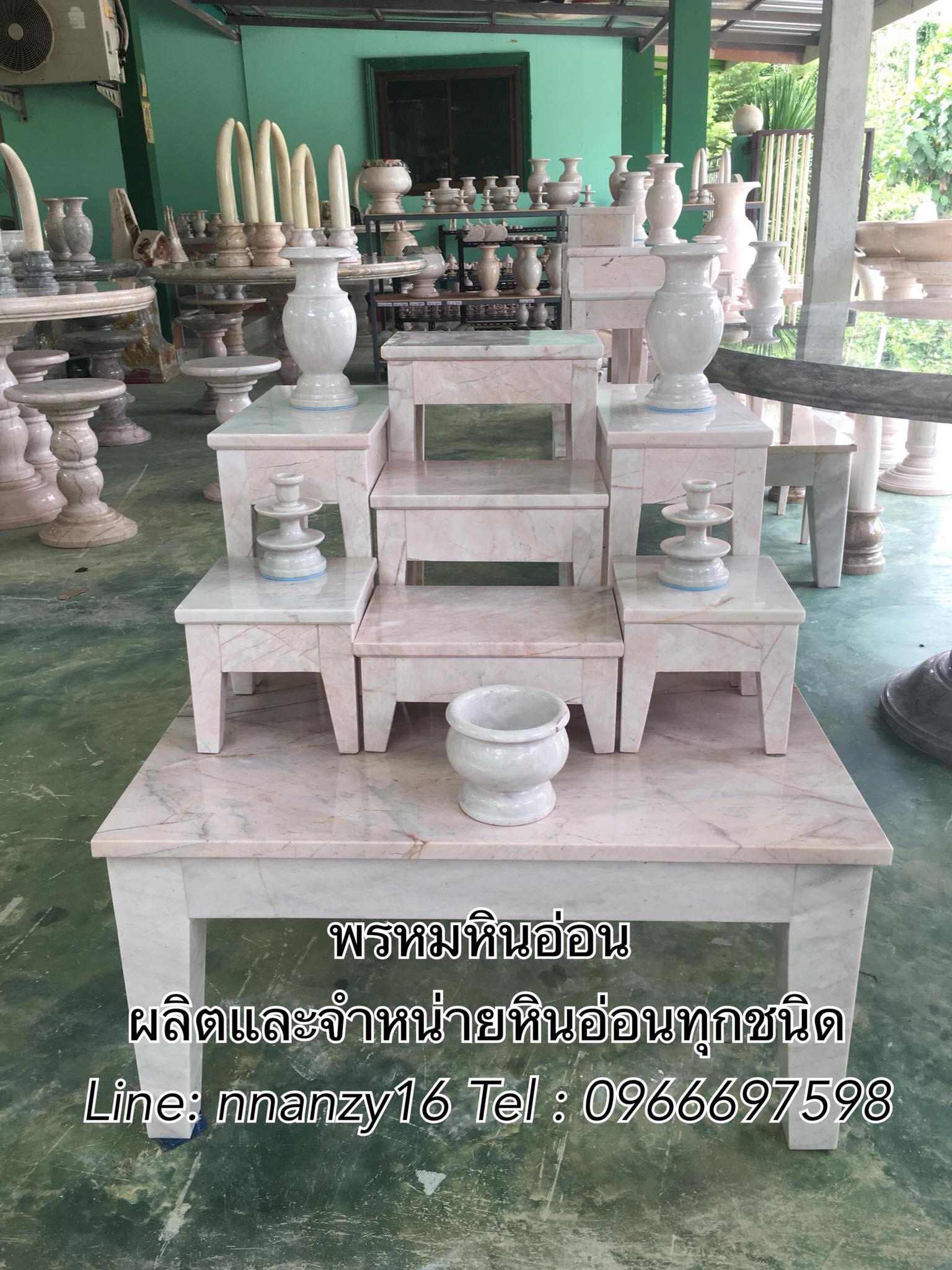 โต๊ะหมู่บูชาหินอ่อนชุด7ทรงโมเดริน์