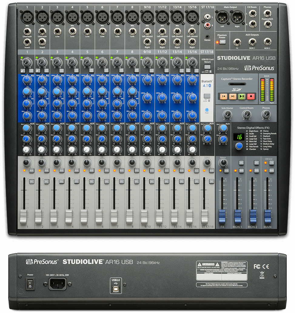 Presonus StudioLive AR16 18-channel hybrid performance and recording mixer