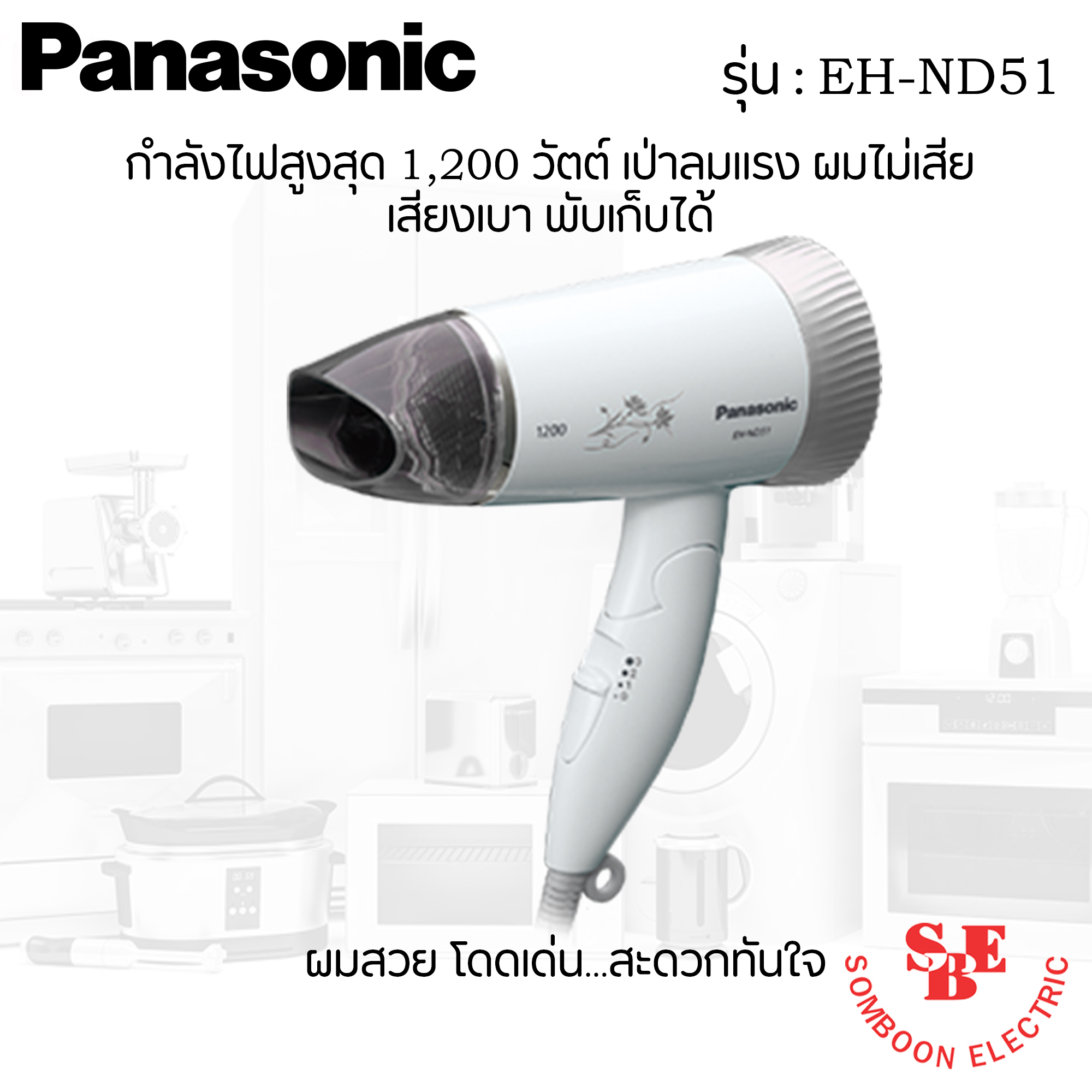 เครื่องเป่าผม Panasonic 1,200 W. รุ่น EH-ND51
