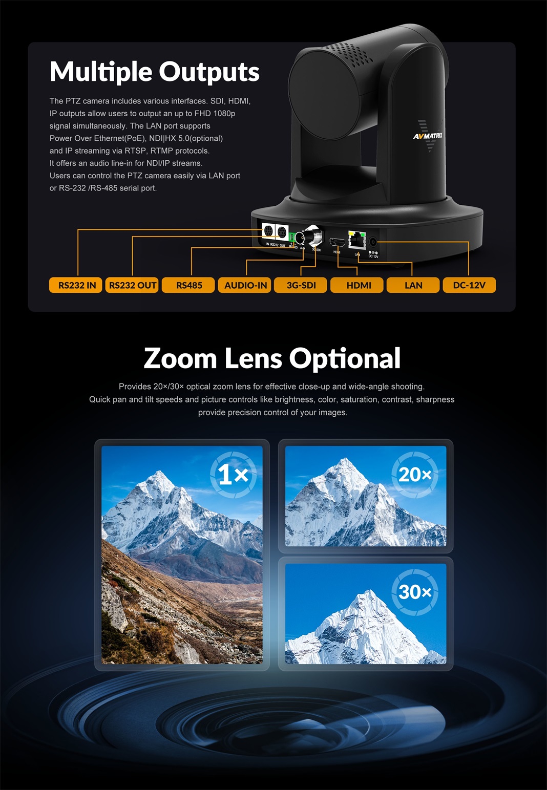 AVMatrix - PTZ1271-30X-POE Full HD PTZ Camera