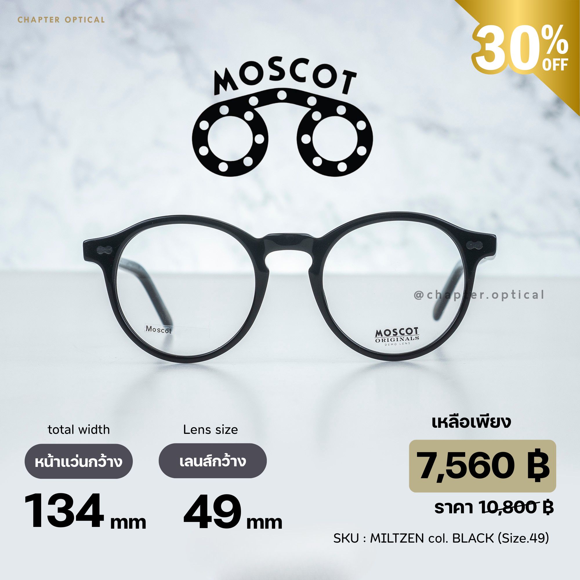 MOSCOT / originals NYC - MILTZEN col. BLACK (Size.49)