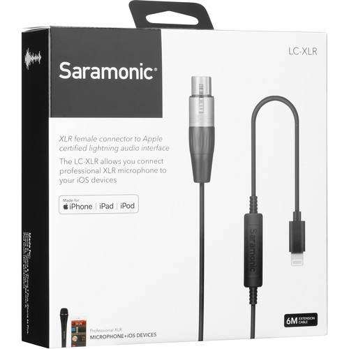 Saramonic LC-XLR Female XLR to Lighthing Microphone Adapter Cable for iOS Devices