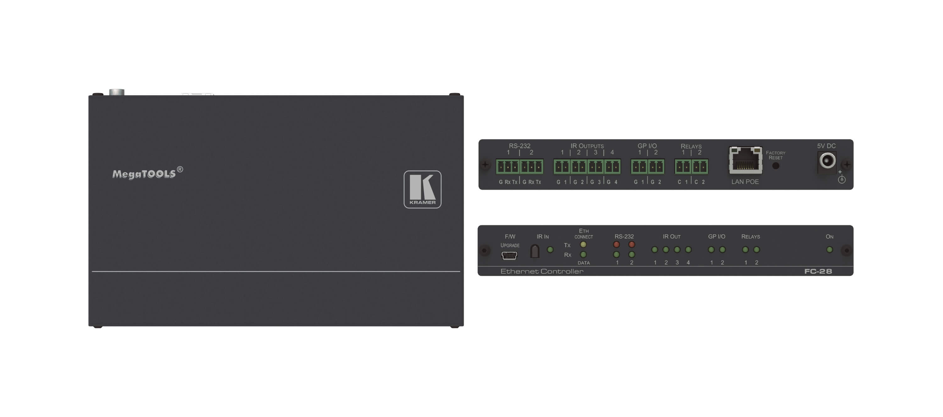 kramerav : FC-28 10–port Serial, IR, GPI/O and Relay, PoE Control Gateway