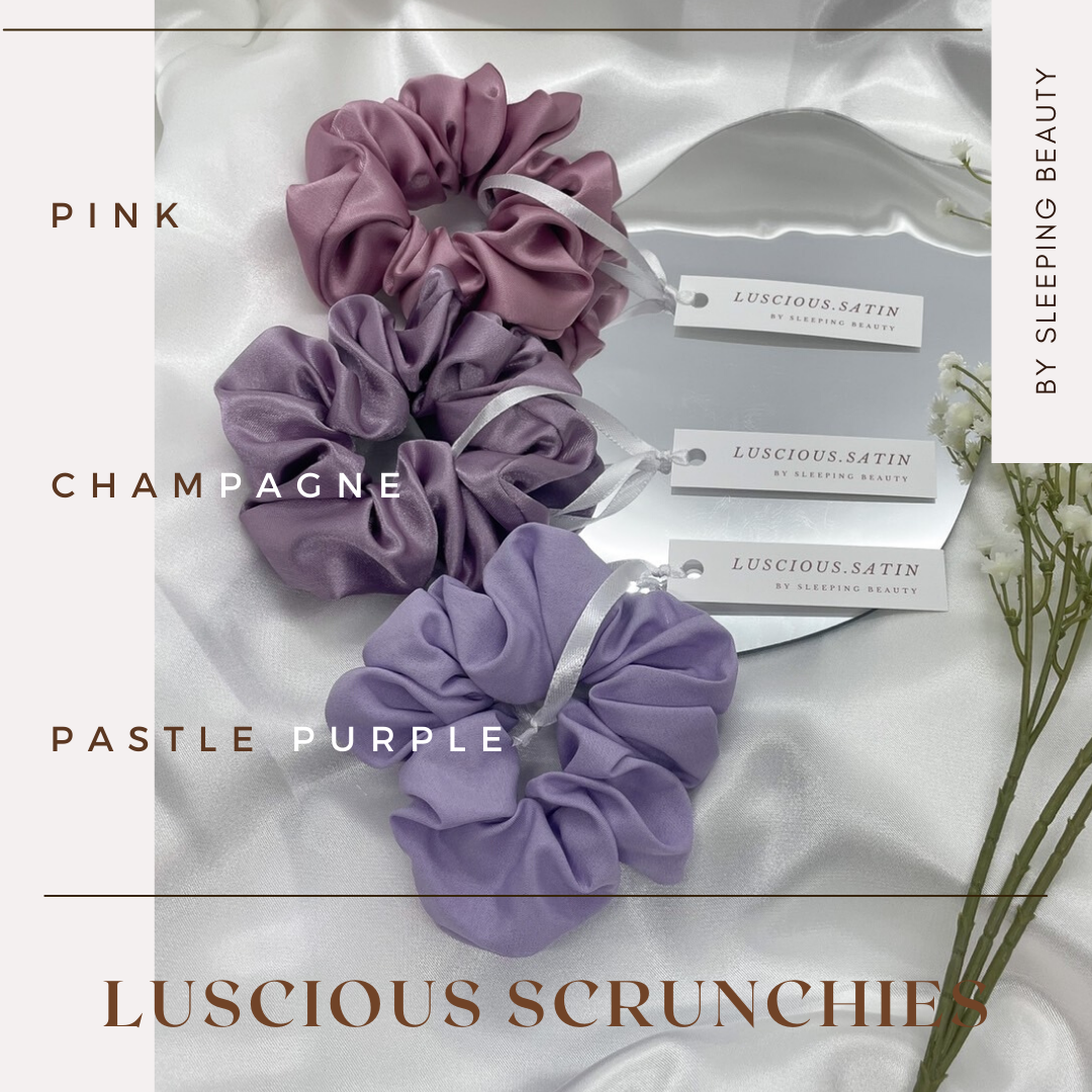 ยางมัดผม สี PINK ทำจาก Luscious Satin ยางรัดผม เนื้อนุ่มละเอียดเกรดพรีเมี่ยม ไม่ดึงผมจนปวดหัว ถนอมเส้นผม ช่วยให้ผมไม่ขาด